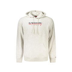 Tommy Hilfiger Felpa Uomo Grigia Cappuccio Garzata Tascone Logo
