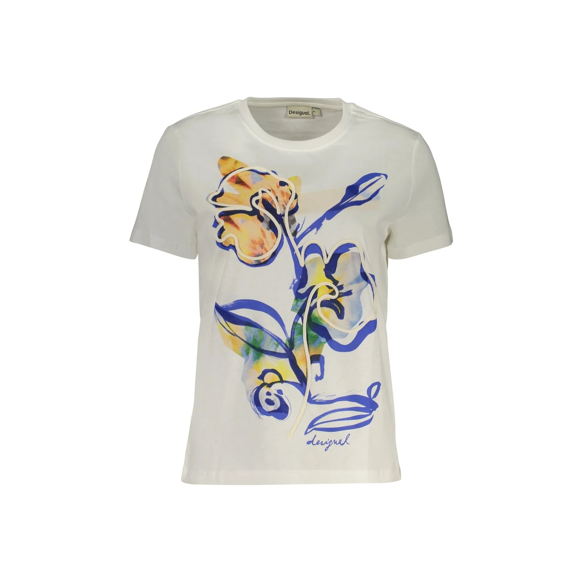 DESIGUAL T-SHIRT MANICHE CORTE DONNA BIANCO