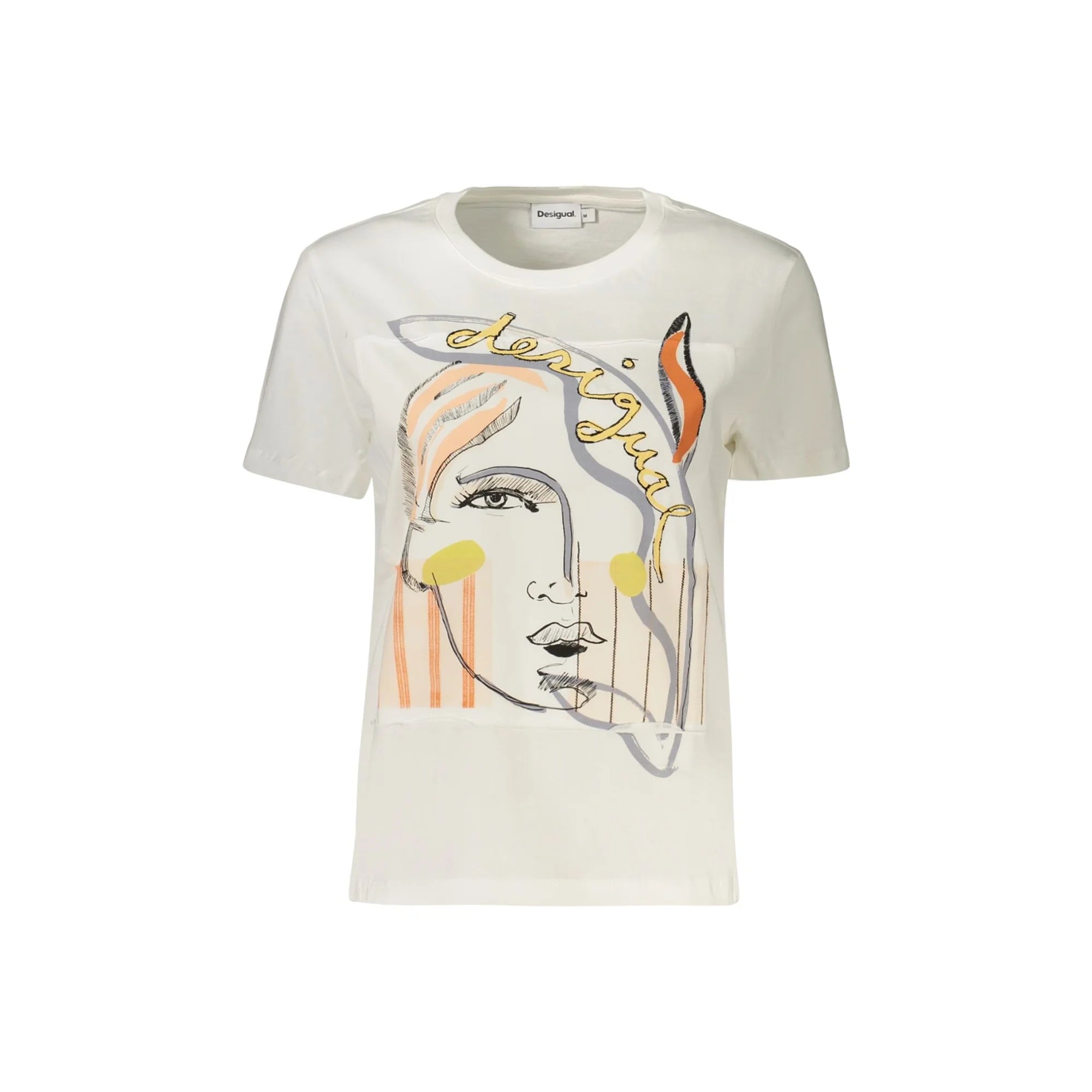 DESIGUAL T-SHIRT MANICHE CORTE DONNA BIANCO