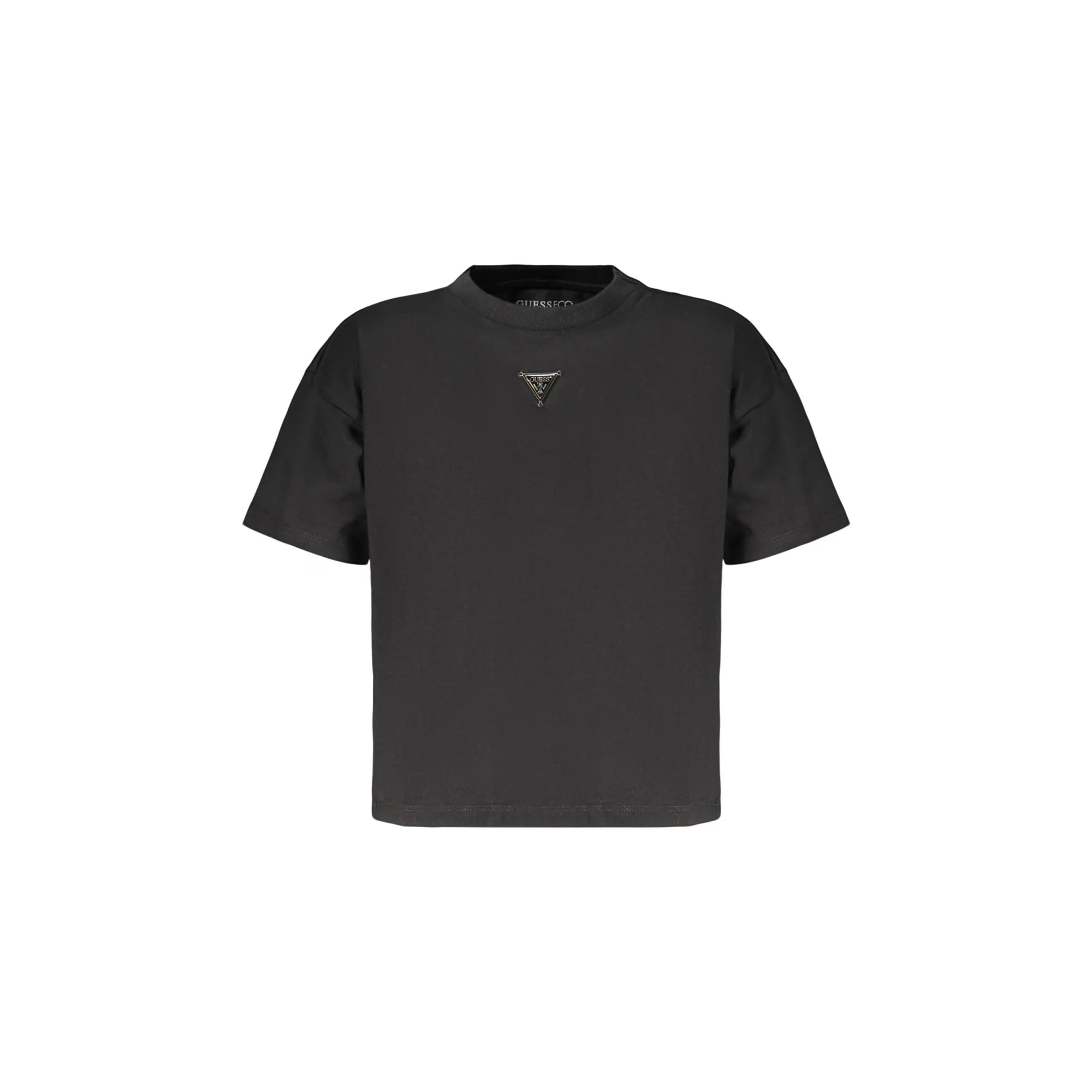 GUESS JEANS T-SHIRT MANICHE CORTE BAMBINO NERO