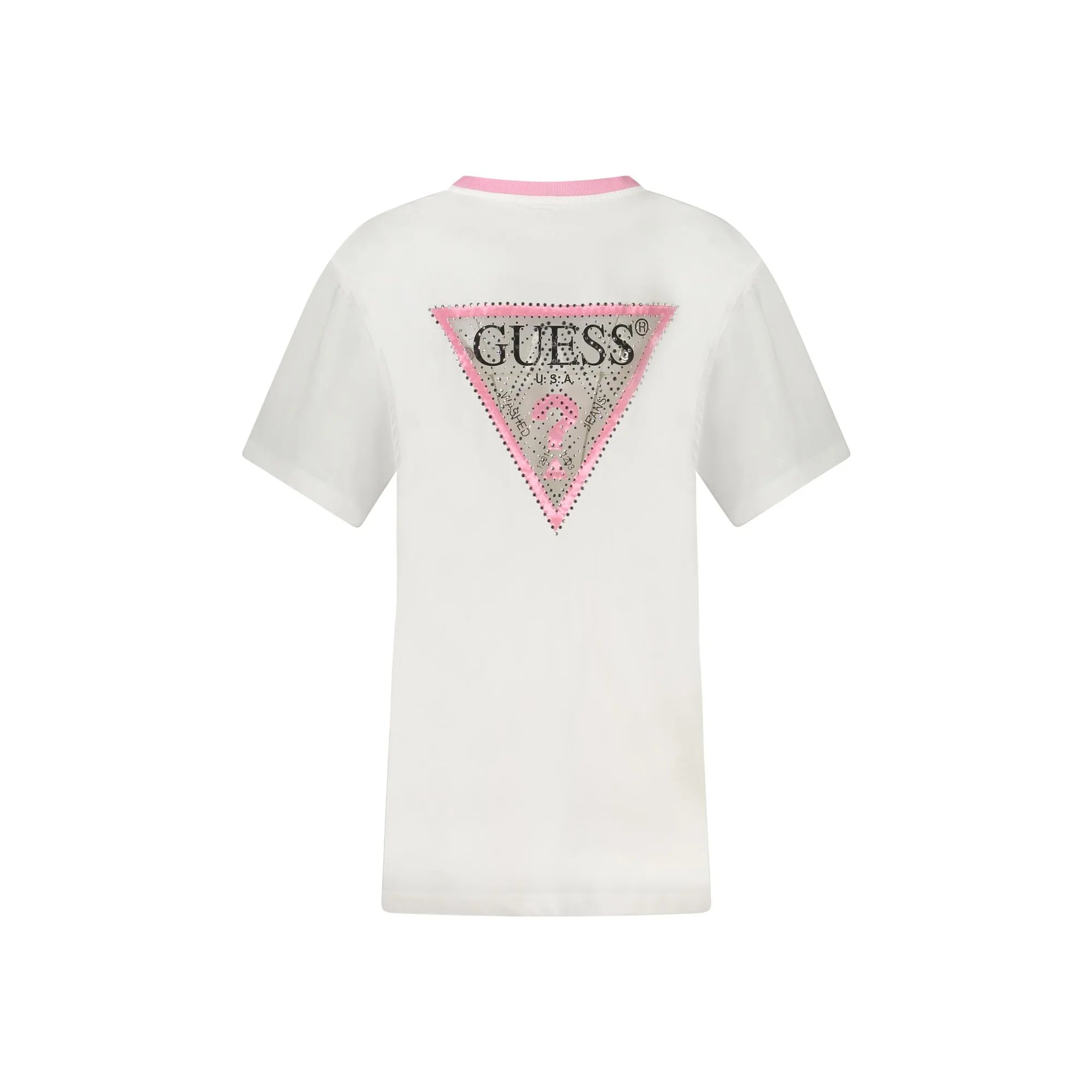 GUESS JEANS T-SHIRT MANICHE CORTE DONNA BIANCO