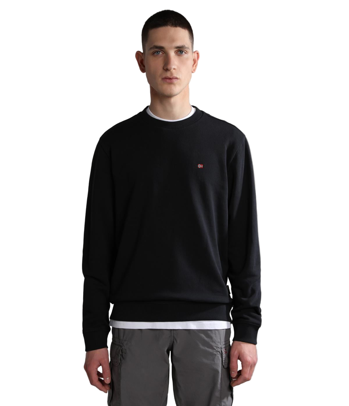 Napapijri Felpa Uomo Nera Girocollo con Logo