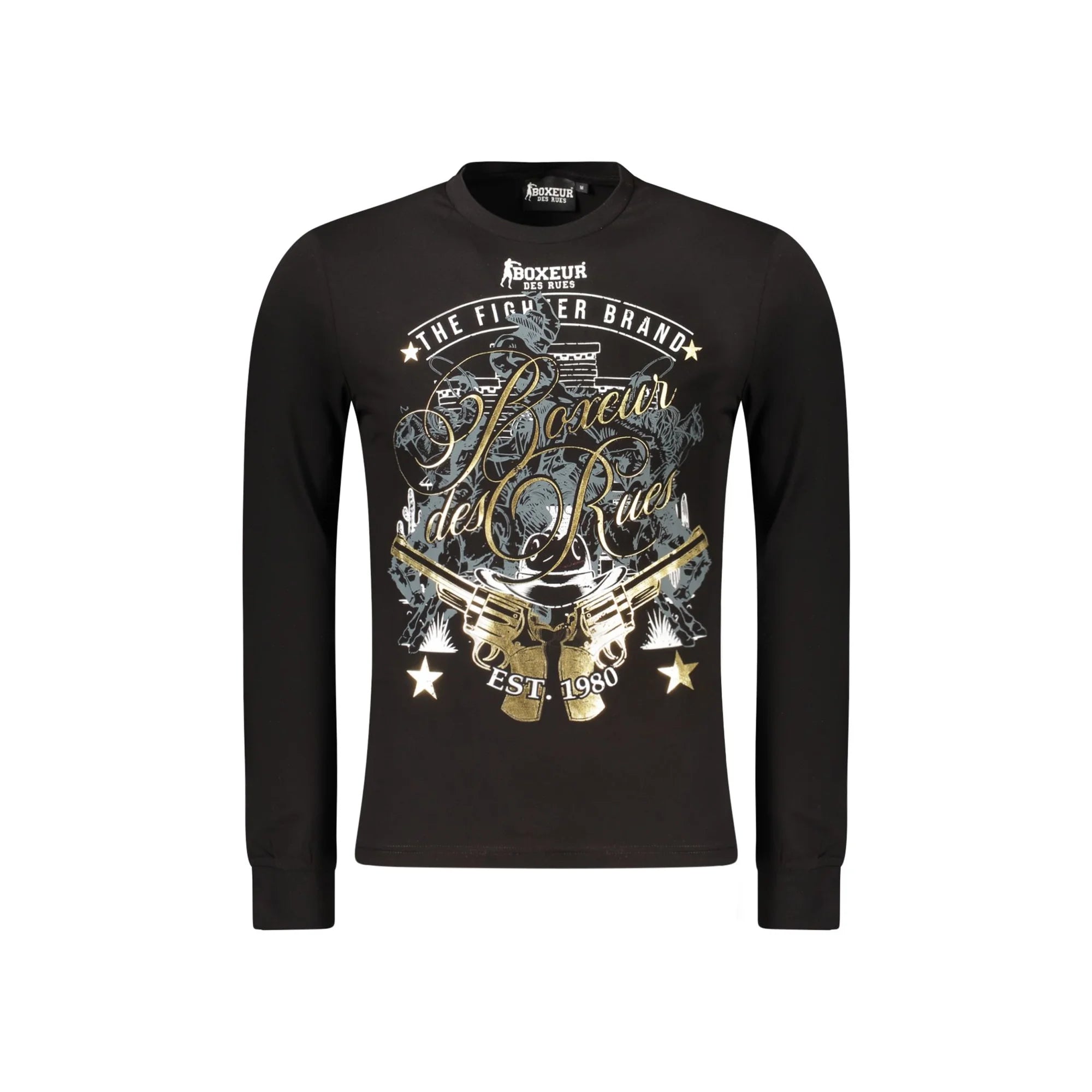 BOXEUR DES RUES T-SHIRT MANICHE LUNGHE UOMO NERO