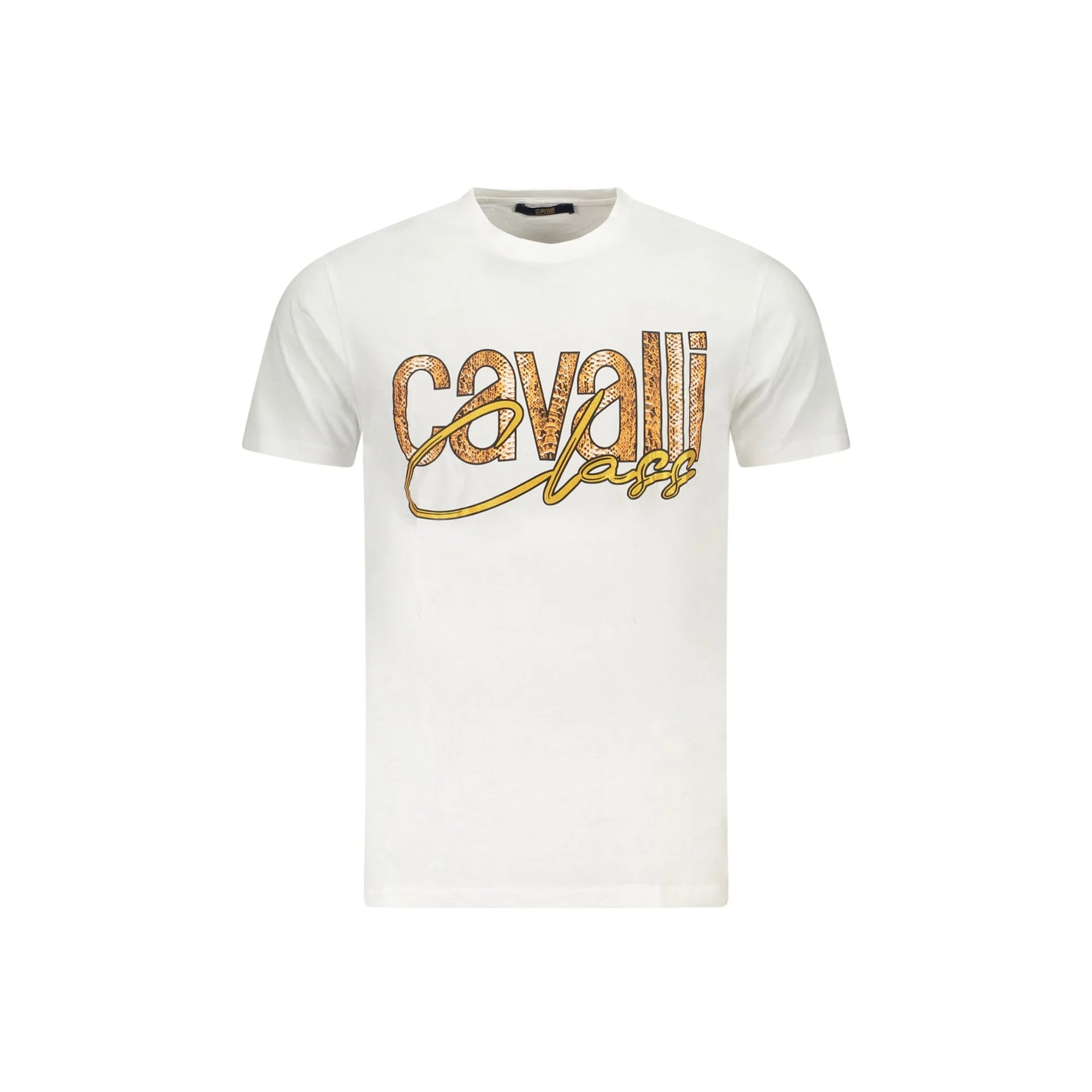 Cavalli Class T-Shirt Maniche Corte Uomo Bianca Stampa Logo Bianco - foto prodotto