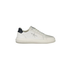 CALVIN KLEIN Scarpe Sneakers Uomo Bianche con Dettagli Neri e Plantare Removibile