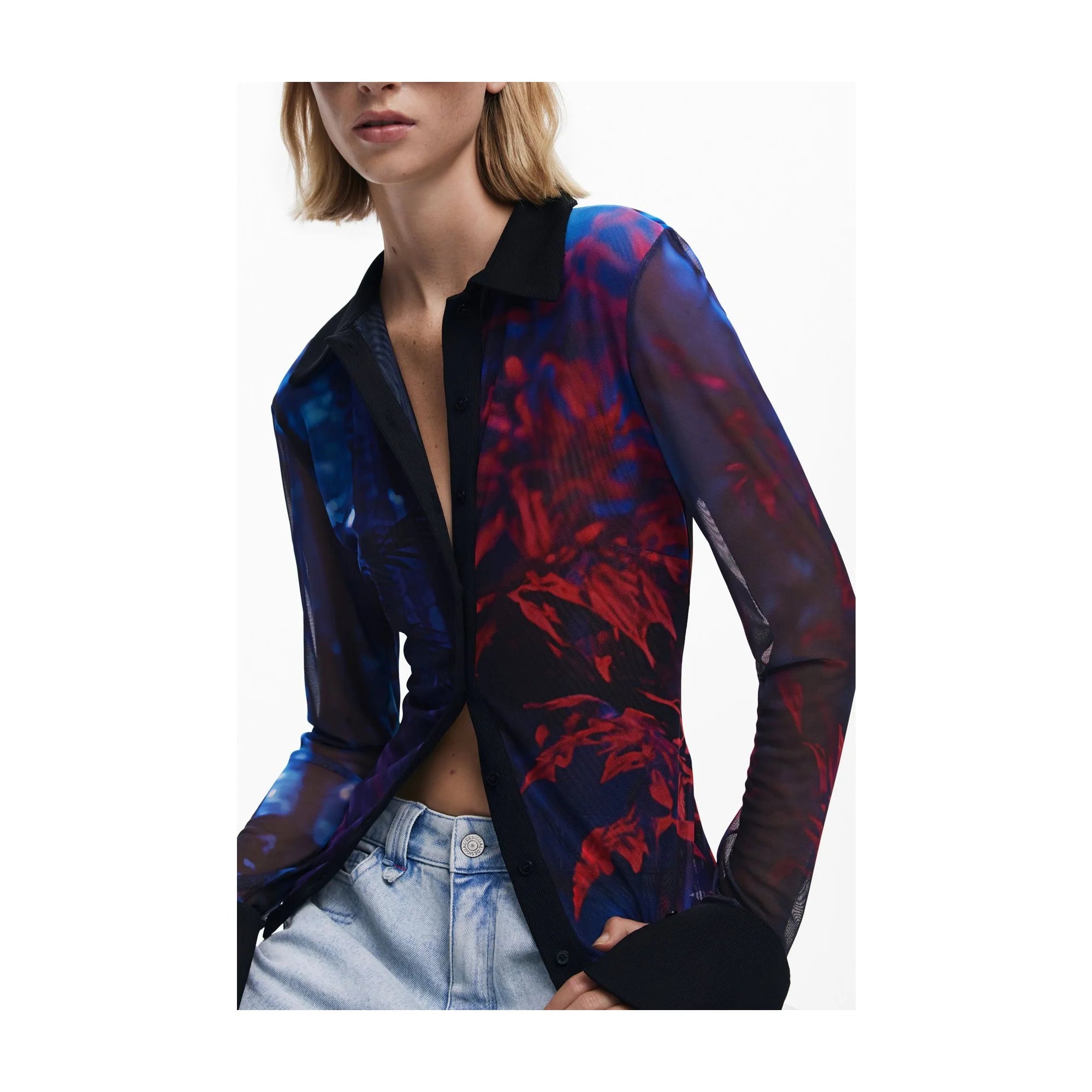 DESIGUAL CAMICIA MANICHE LUNGHE DONNA NERO