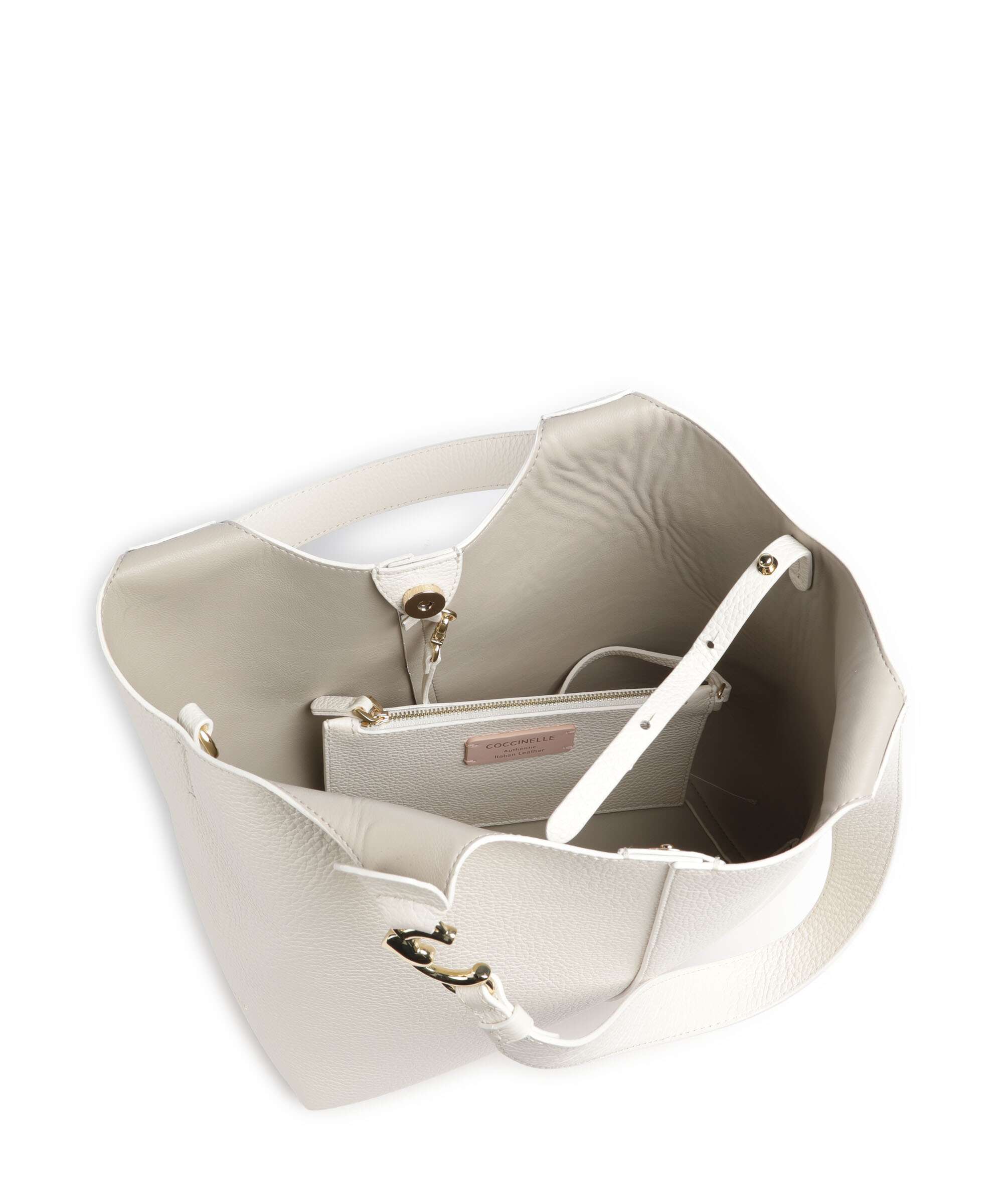 Coccinelle Borsa a Spalla Pelle Donna Bianca Dettagli a Contrasto Borse bianco - vista 6