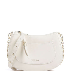 Coccinelle geantă crossbody din piele pentru femei albă cu logo