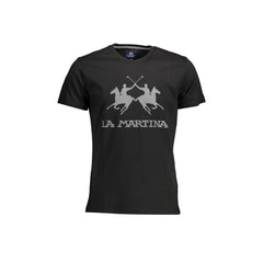 La Martina T-Shirt Maniche Corte Uomo Nera Stampa Logo
