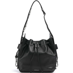 Coccinelle Bag Crossbody Leather Women Black Drawstring Closure