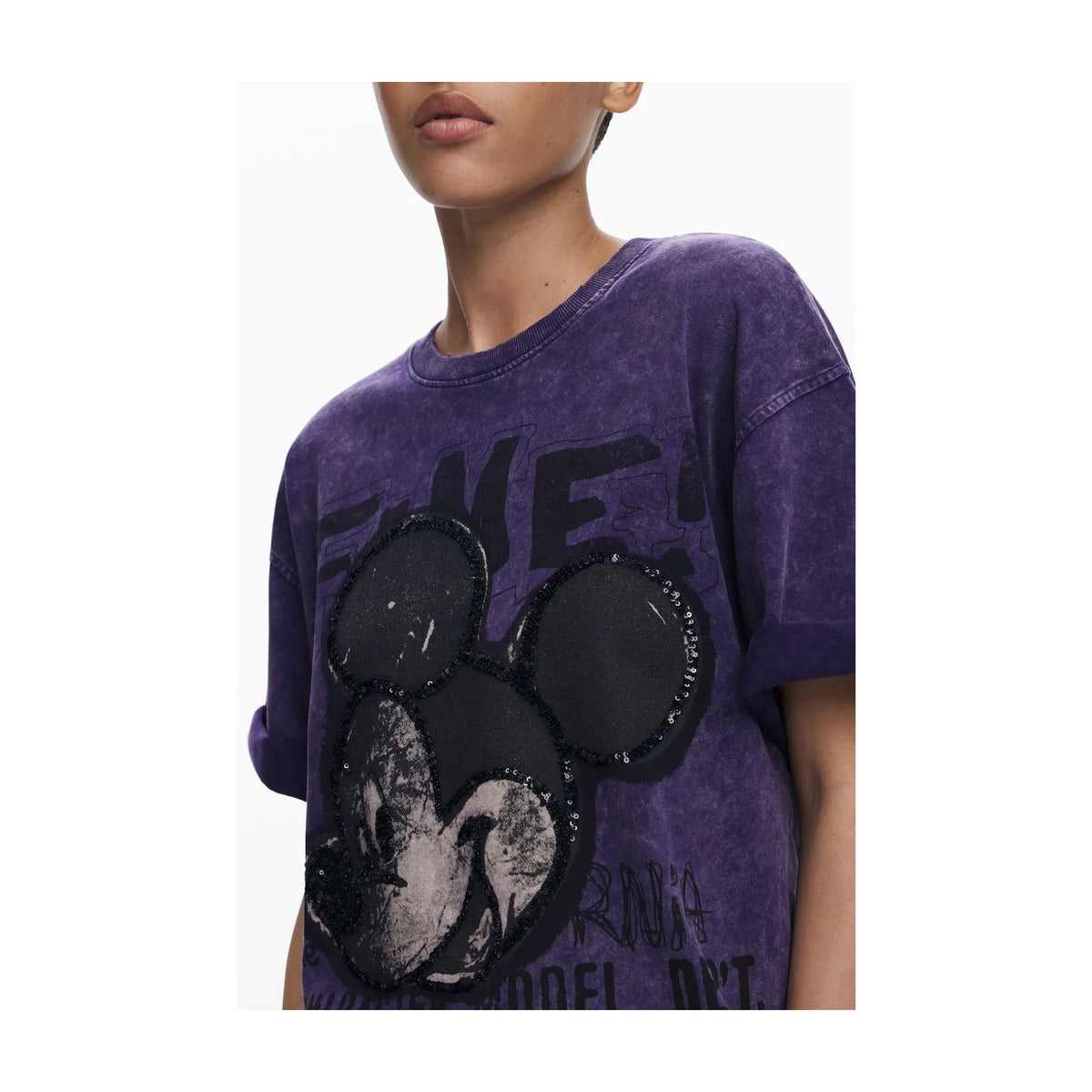 DESIGUAL T-SHIRT MANICHE CORTE DONNA VIOLA
