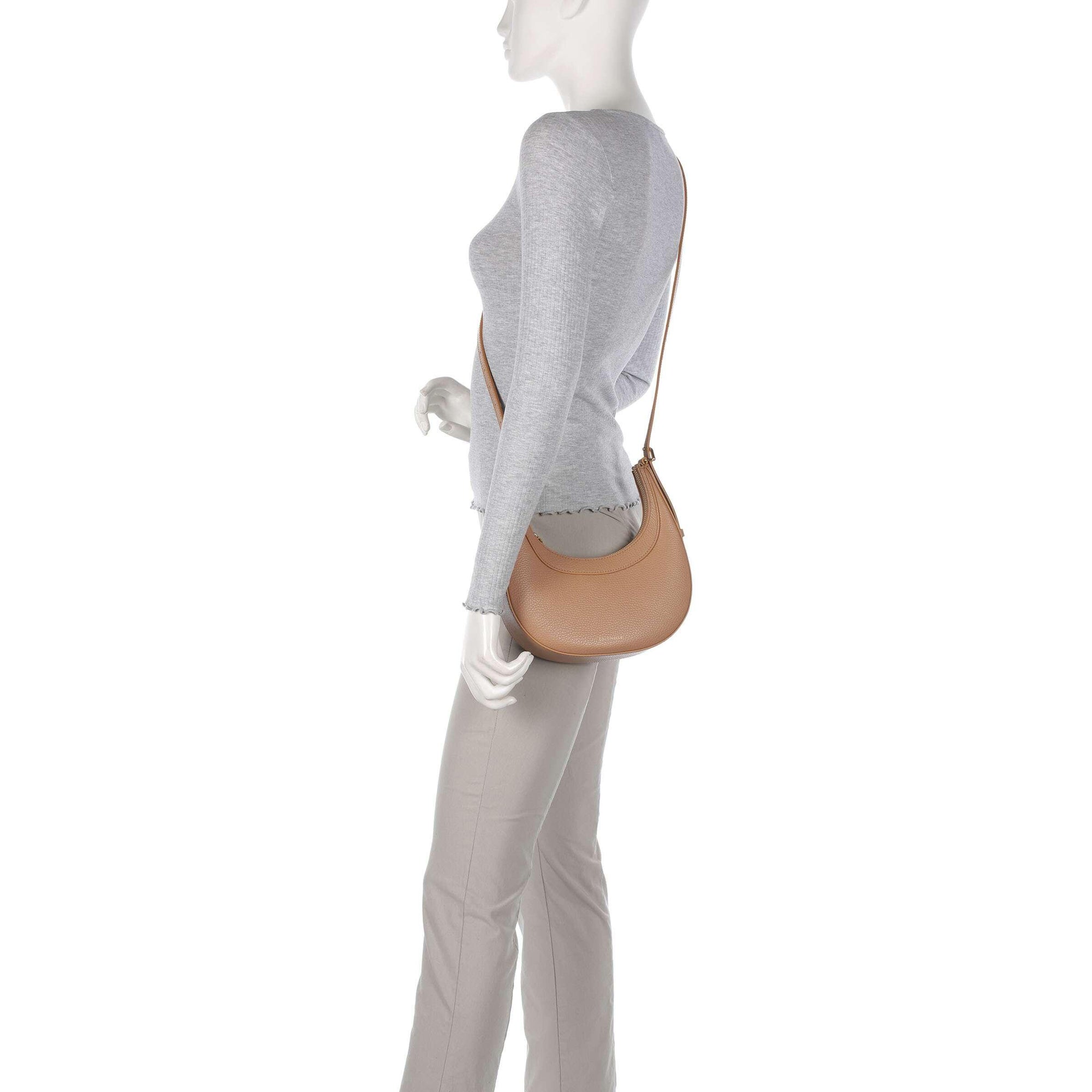 Bolso de Mujer Coccinelle con Correa al Hombro y Bandolera Marrón, En Cuero Genuino, Whisper