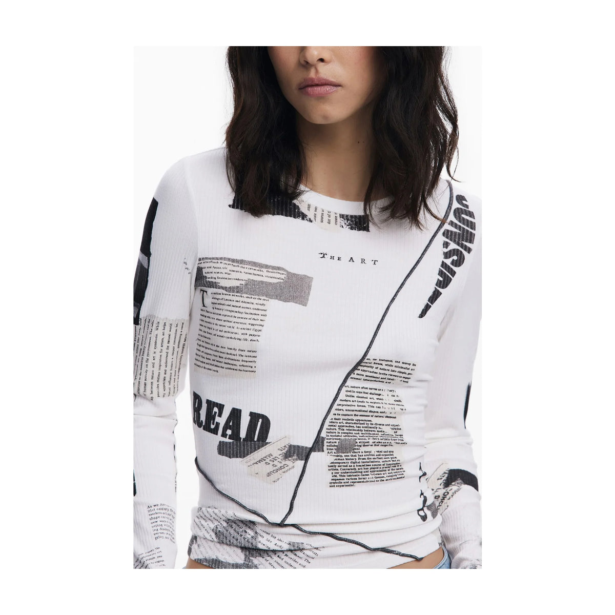 DESIGUAL T-SHIRT MANICHE LUNGHE DONNA BIANCO