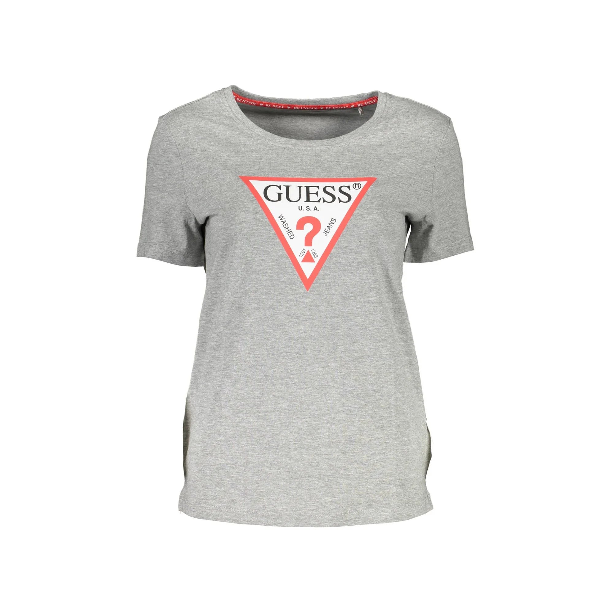 GUESS JEANS T-SHIRT MANICHE CORTE DONNA GRIGIO