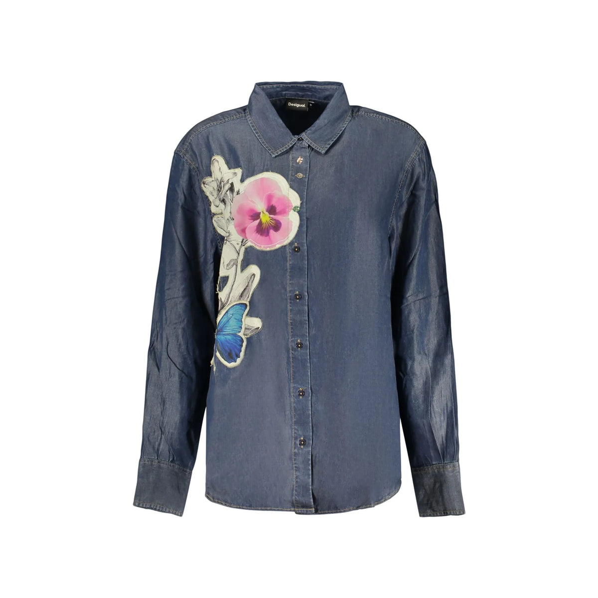 DESIGUAL CAMICIA MANICHE LUNGHE DONNA BLU