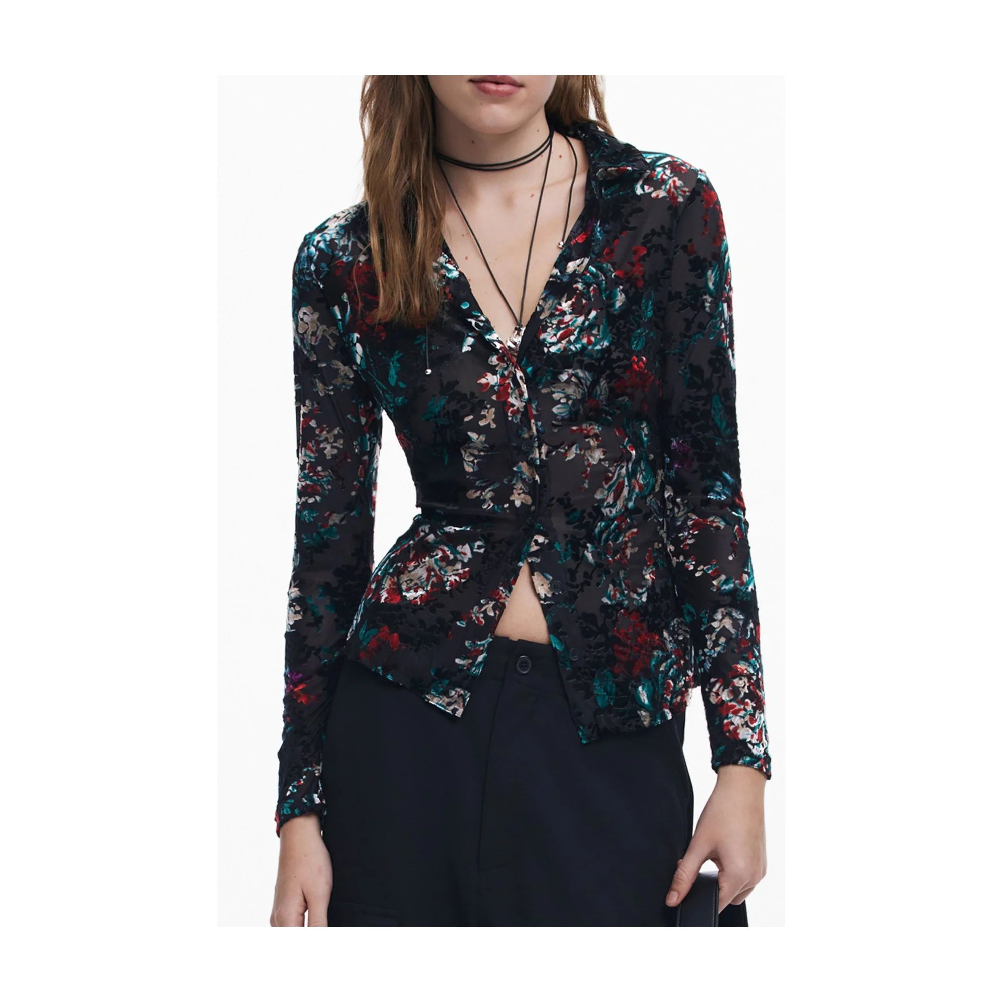 DESIGUAL CAMICIA MANICHE LUNGHE DONNA NERO