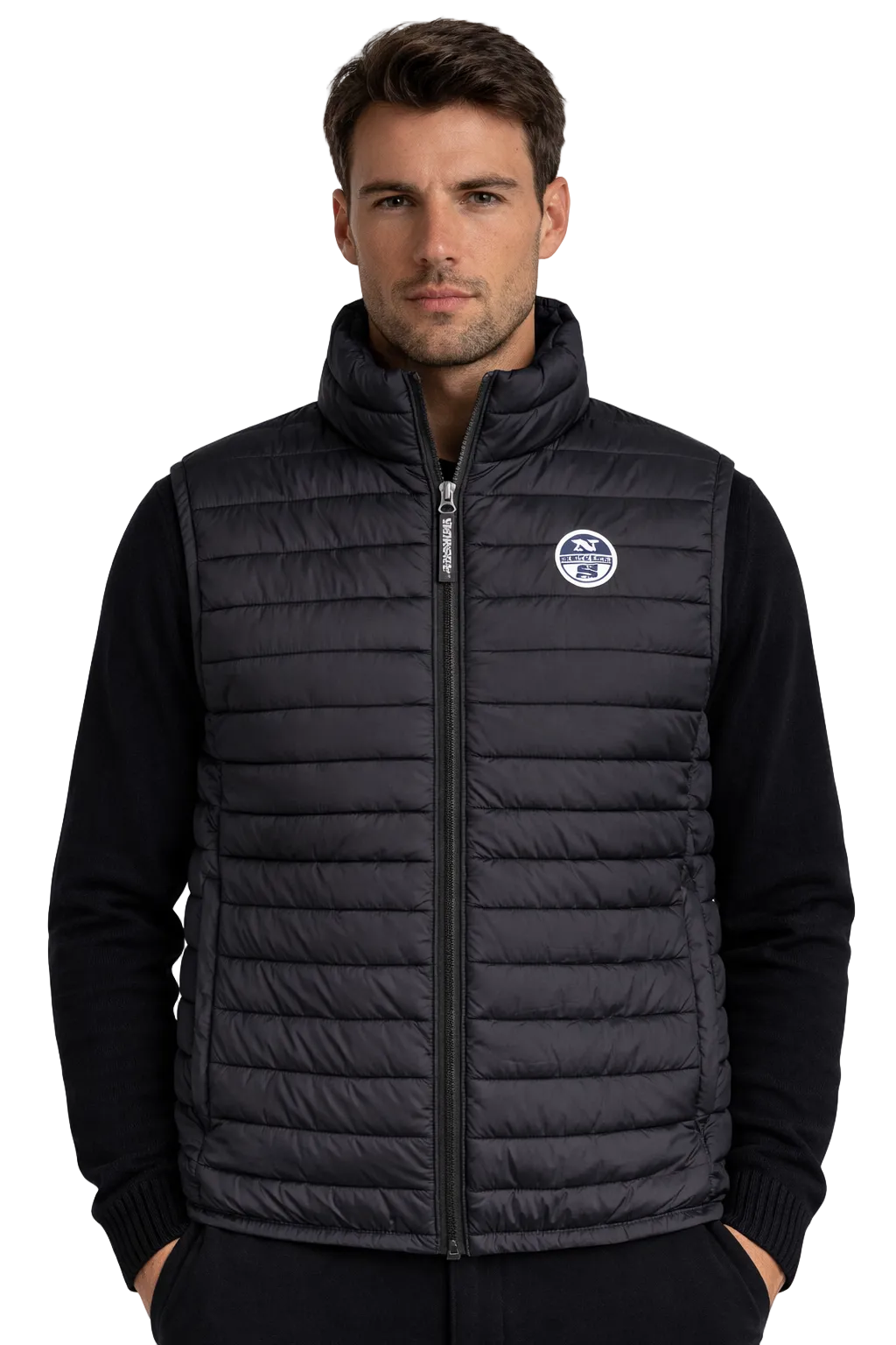 North Sails Smanicato Uomo Nero con Logo Giubbotti e Giacche - foto prodotto