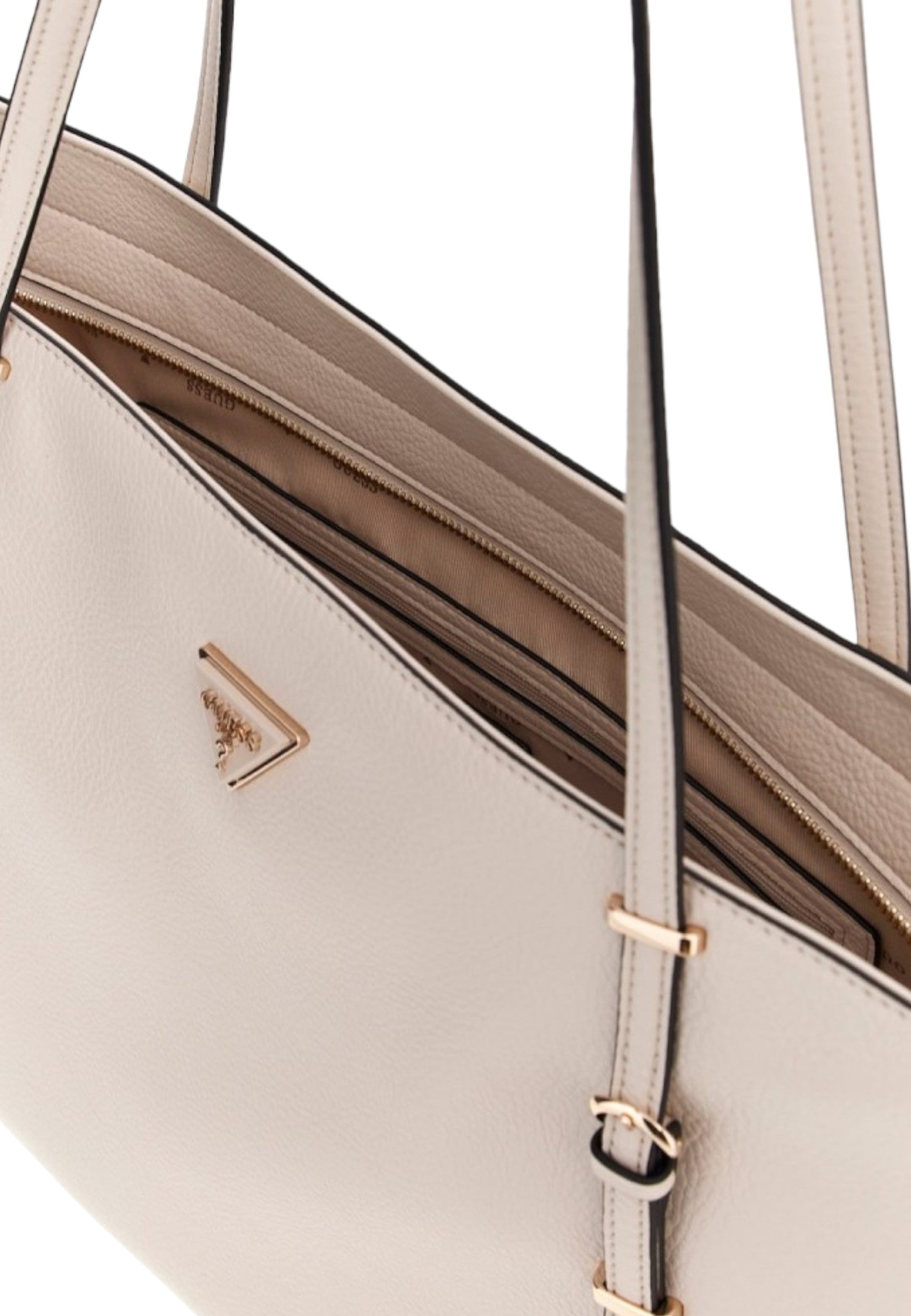 GUESS JEANS Borsa Donna a Spalla Beige Levia con Tasca Esterna