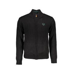 Gian Marco Venturi Cardigan Uomo Nero Zip Tasche Ricamo Logo