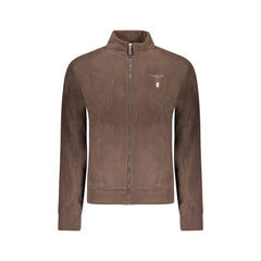 Accademia Militare Felpa Maniche Lunghe Uomo Marrone Zip Ricamo Logo