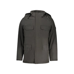 U.S. Grand Parka Uomo Nero Lungo con Cappuccio Removibile Logo