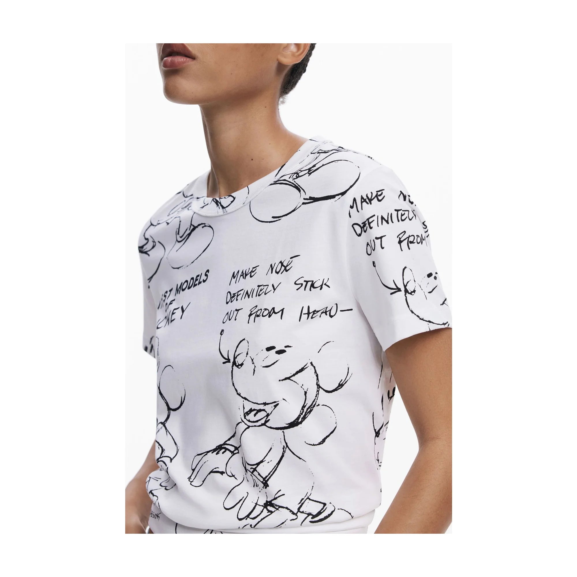 DESIGUAL T-SHIRT MANICHE CORTE DONNA BIANCO