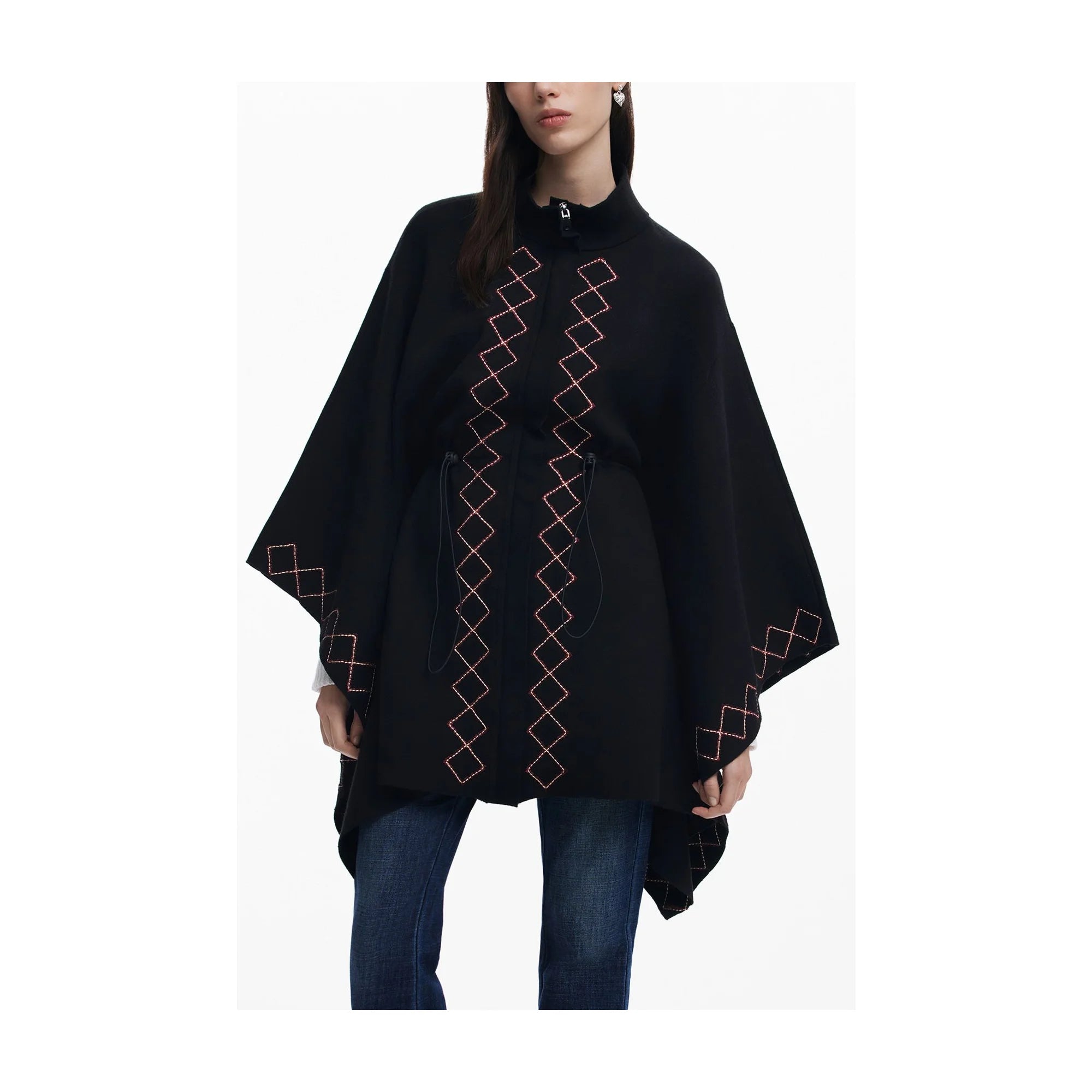 DESIGUAL PONCHO DONNA NERO