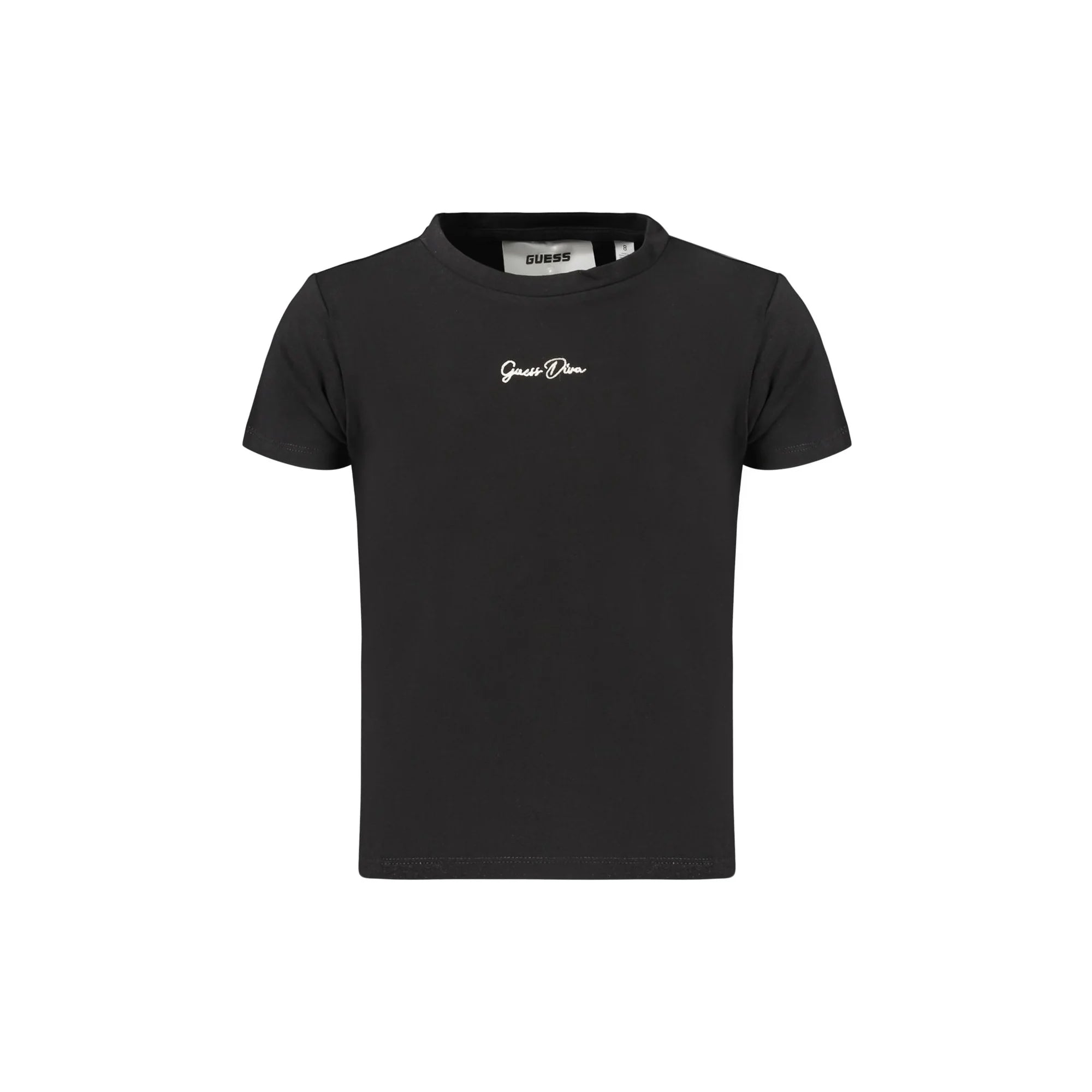 GUESS JEANS T-SHIRT MANICHE CORTE BAMBINA NERO