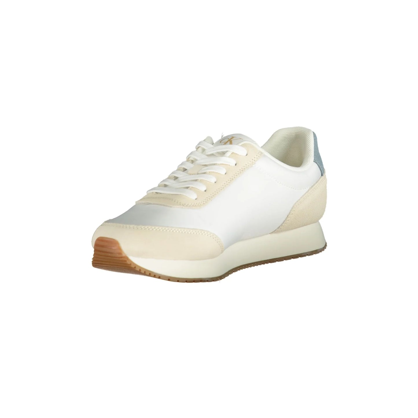 CALVIN KLEIN Scarpe Sneakers Uomo Bianche con Dettagli Azzurri bianco - vista 3