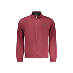 U.S. Grand Felpa Uomo Rossa Zip Felpata Tasche Ricamo Logo