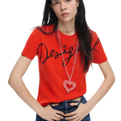 Desigual T-shirt Kort Ärmar Dam Röd Logotryck
