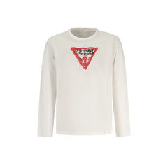 Guess Jeans T-Shirt Maniche Lunghe Unisex Bianca Stampa Logo