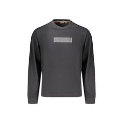 Napapijri T-Shirt Maniche Lunghe Uomo Nera Stampa in Rilievo