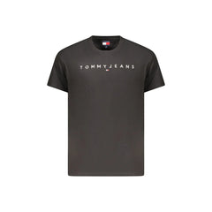 Tommy Hilfiger T-Shirt Μανίκια Κοντά Ανδρική Μαύρη Ραμμένο Λογότυπο