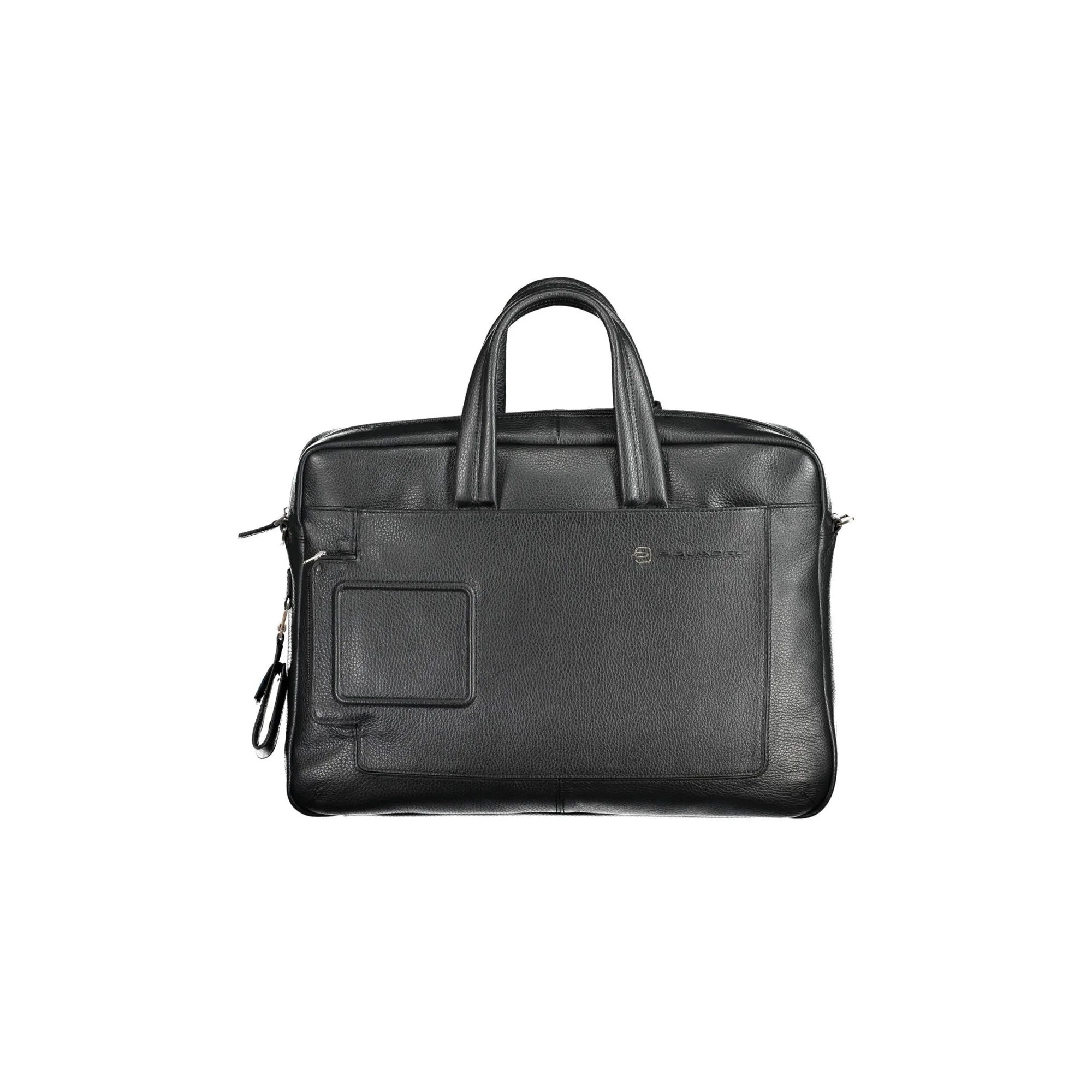 Piquadro Men's Black Leather Crossbody Bag with Zip Closure