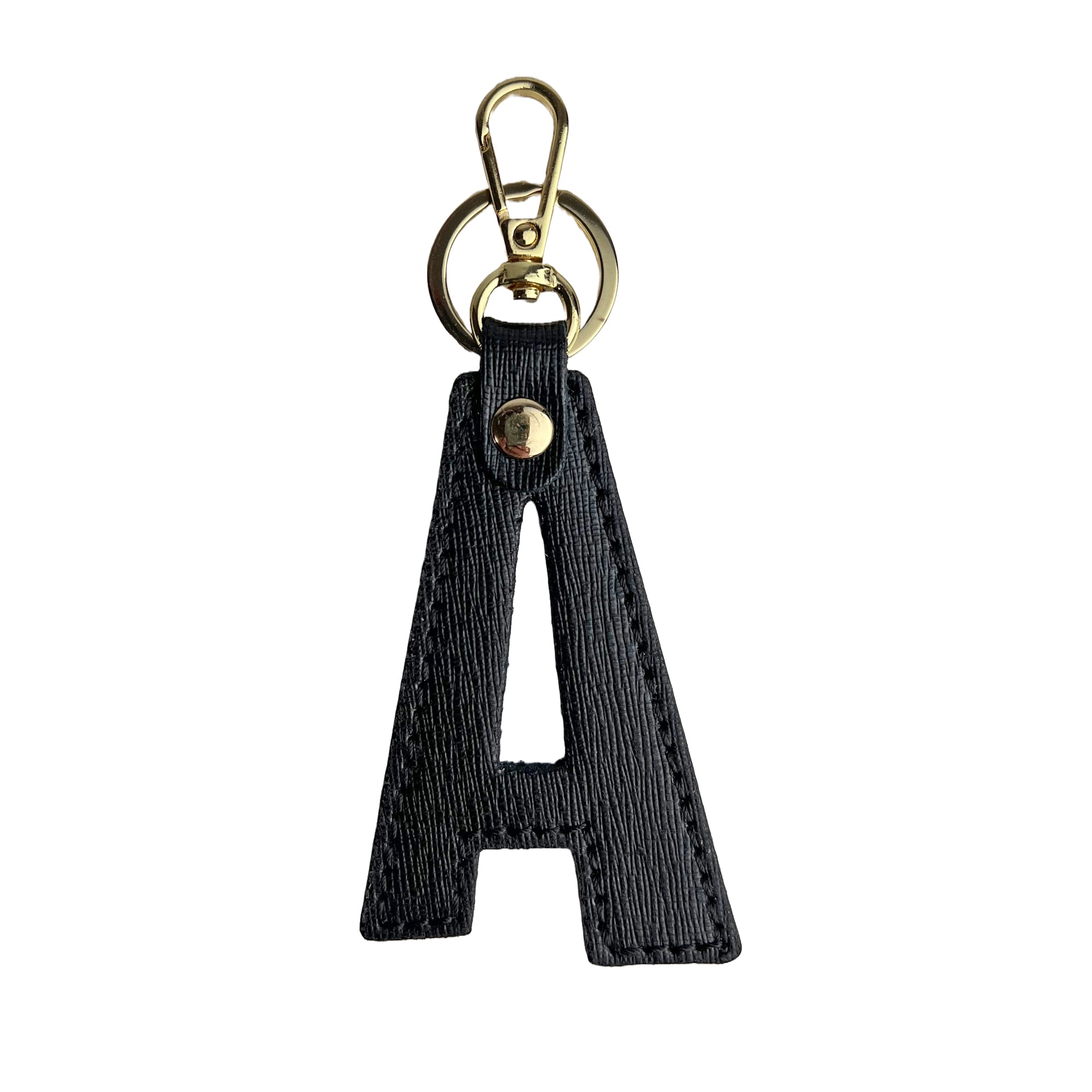 Portachiavi Lettera Donna e Uomo, In Vera Pelle Saffiano, Made in Italy A