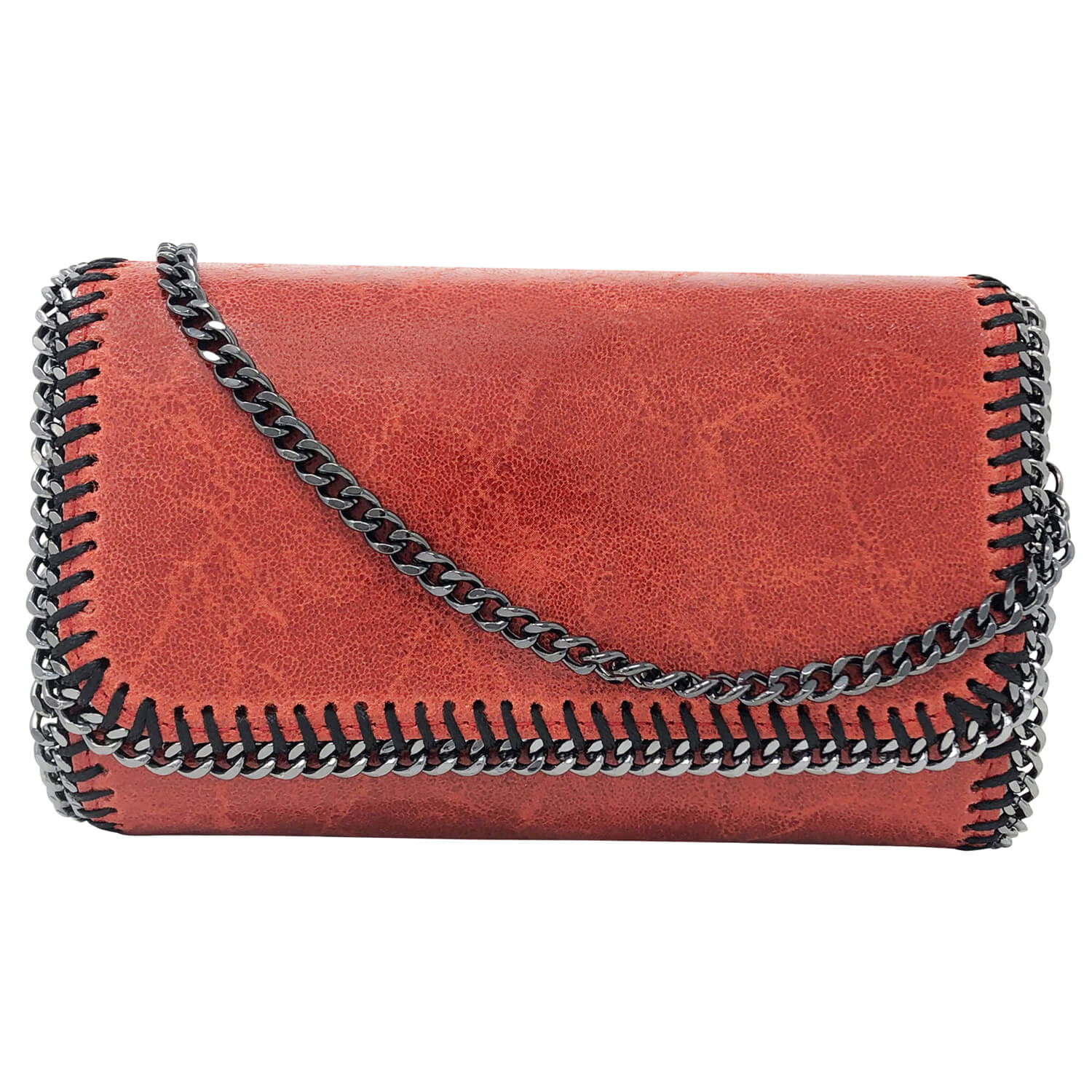 Borsa Donna a Tracolla, In Vera Pelle, Made in Italy, Modello Asia Rosso