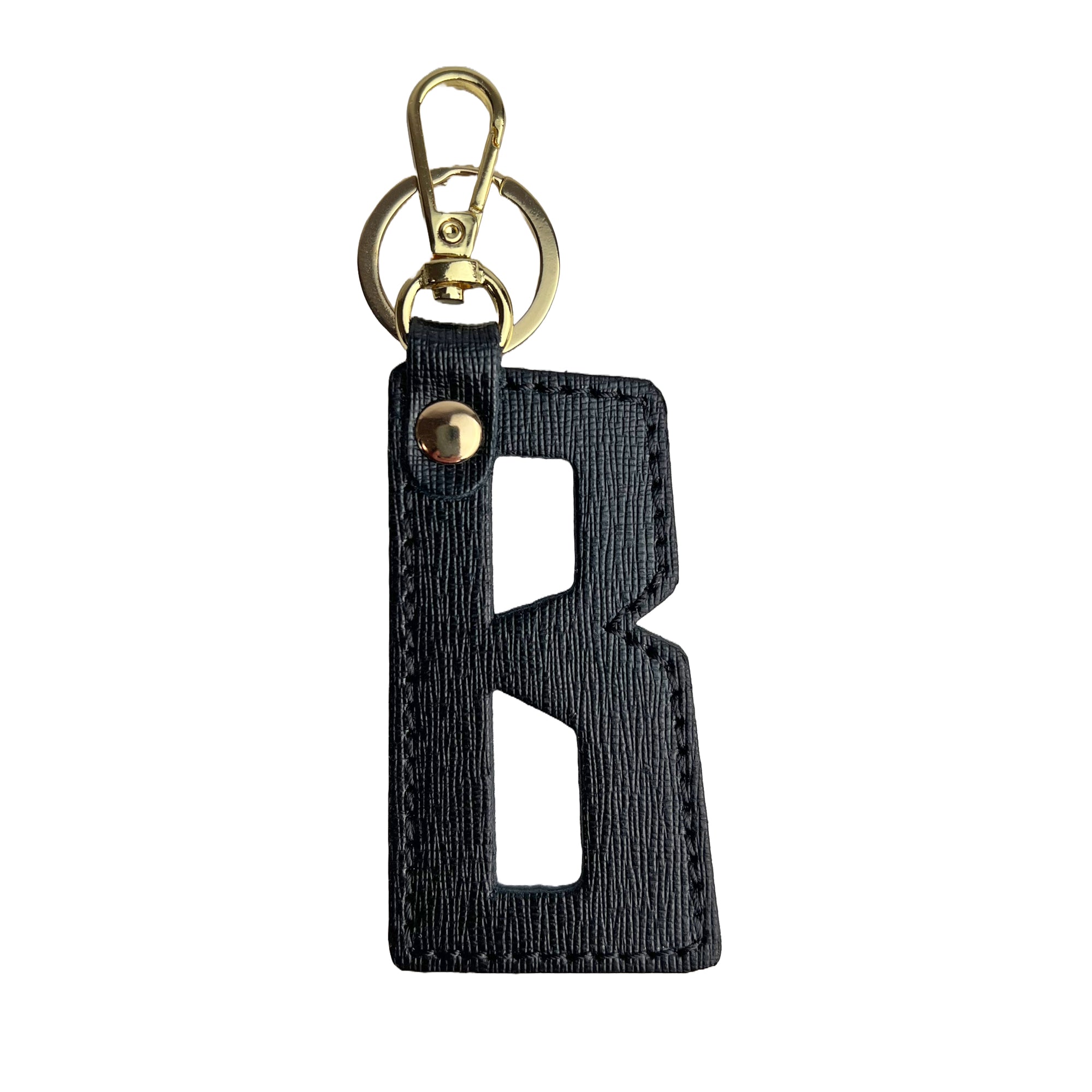Portachiavi Lettera Donna e Uomo, In Vera Pelle Saffiano, Made in Italy B