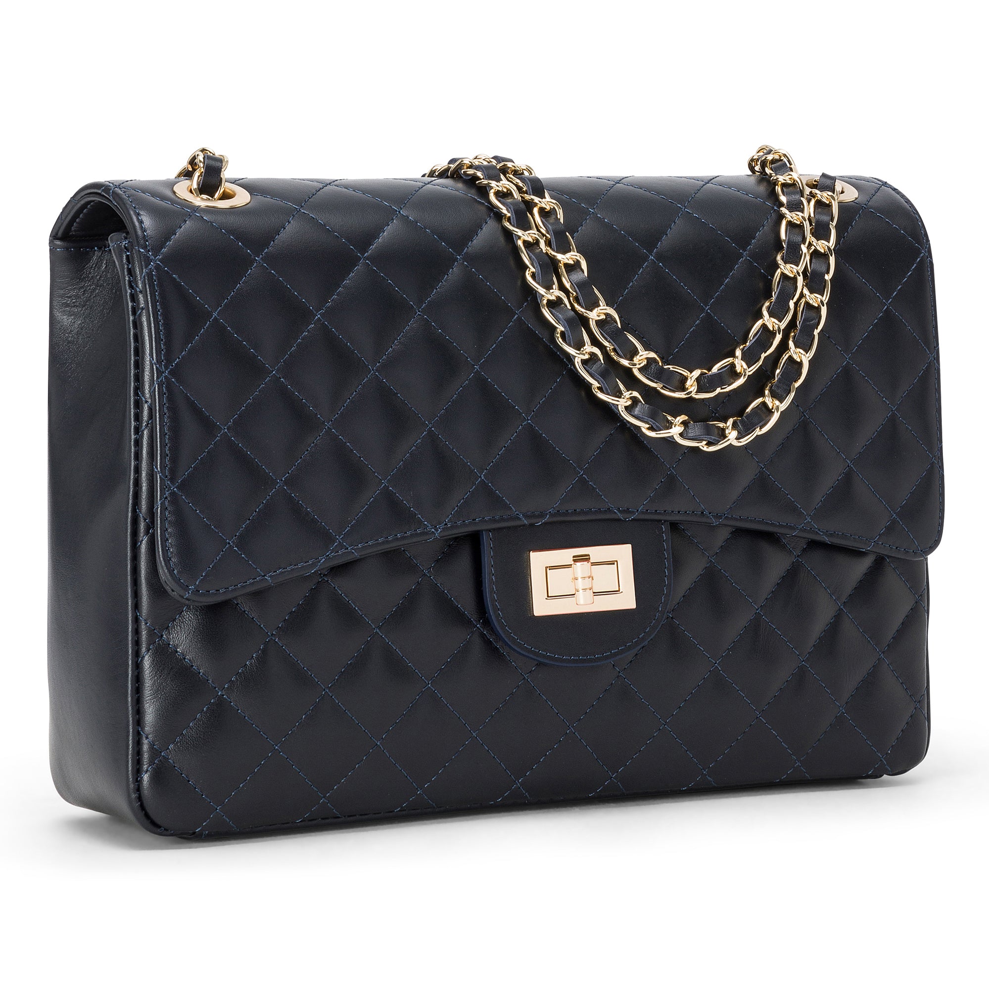 Borsa Donna a Spalla e Tracolla, In Vera Pelle Trapuntata, Made in Italy, Modello Vivienne
