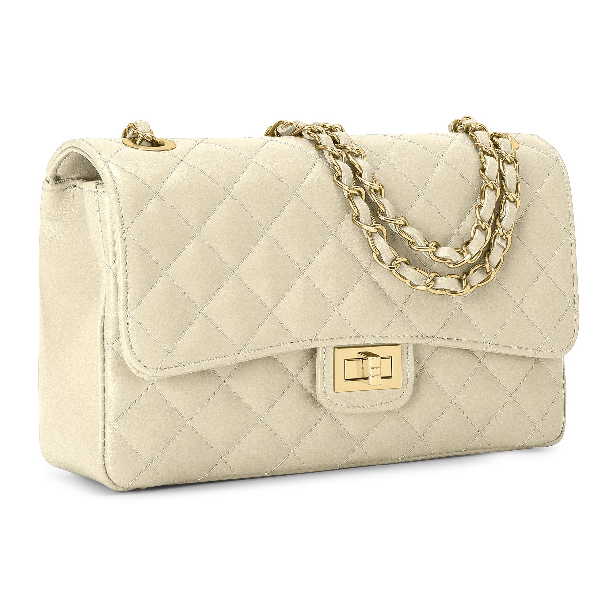 Borsa Donna a Spalla e Tracolla, In Vera Pelle Trapuntata, Made in Italy, Modello Charlotte