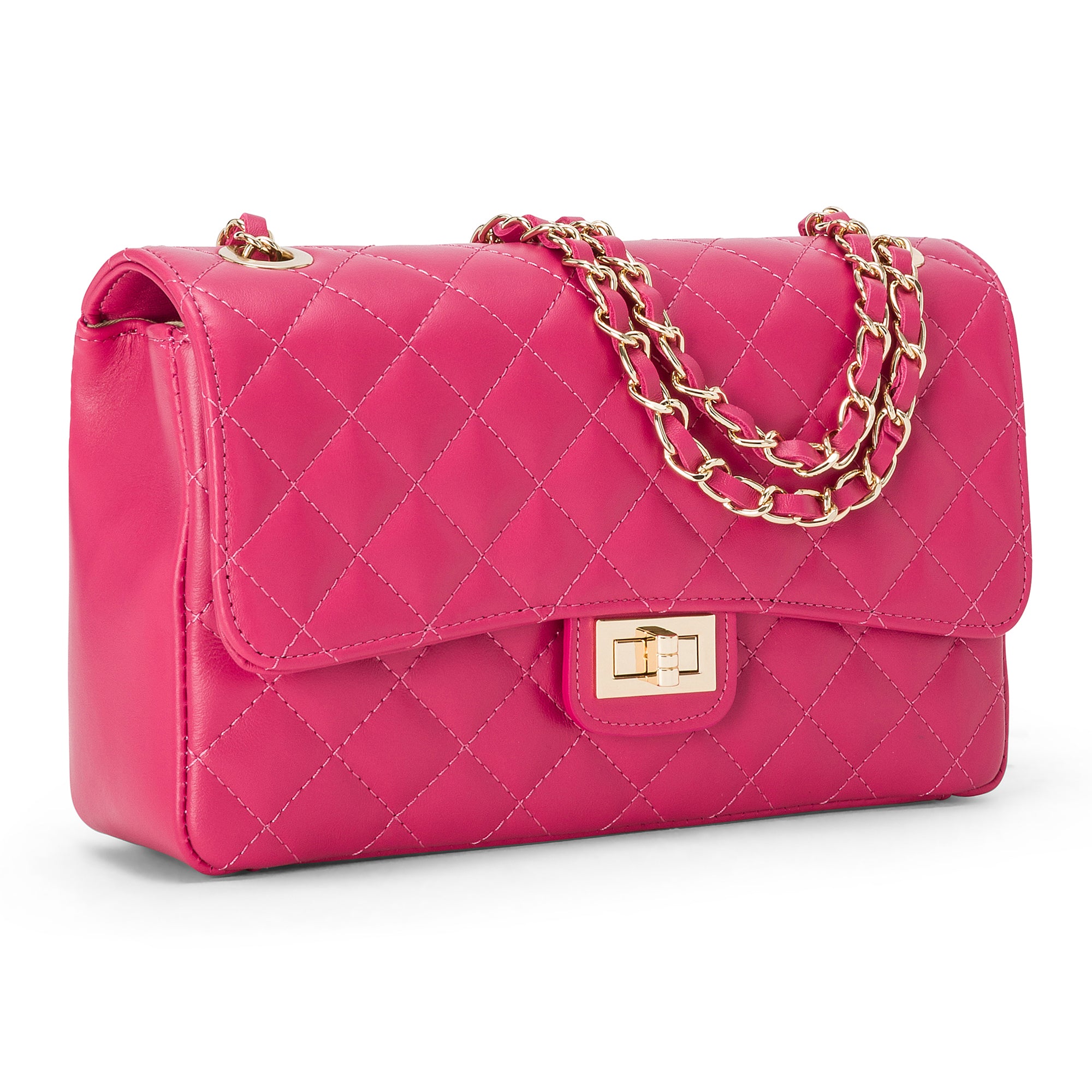 Borsa Donna a Spalla e Tracolla, In Vera Pelle Trapuntata, Made in Italy, Modello Charlotte