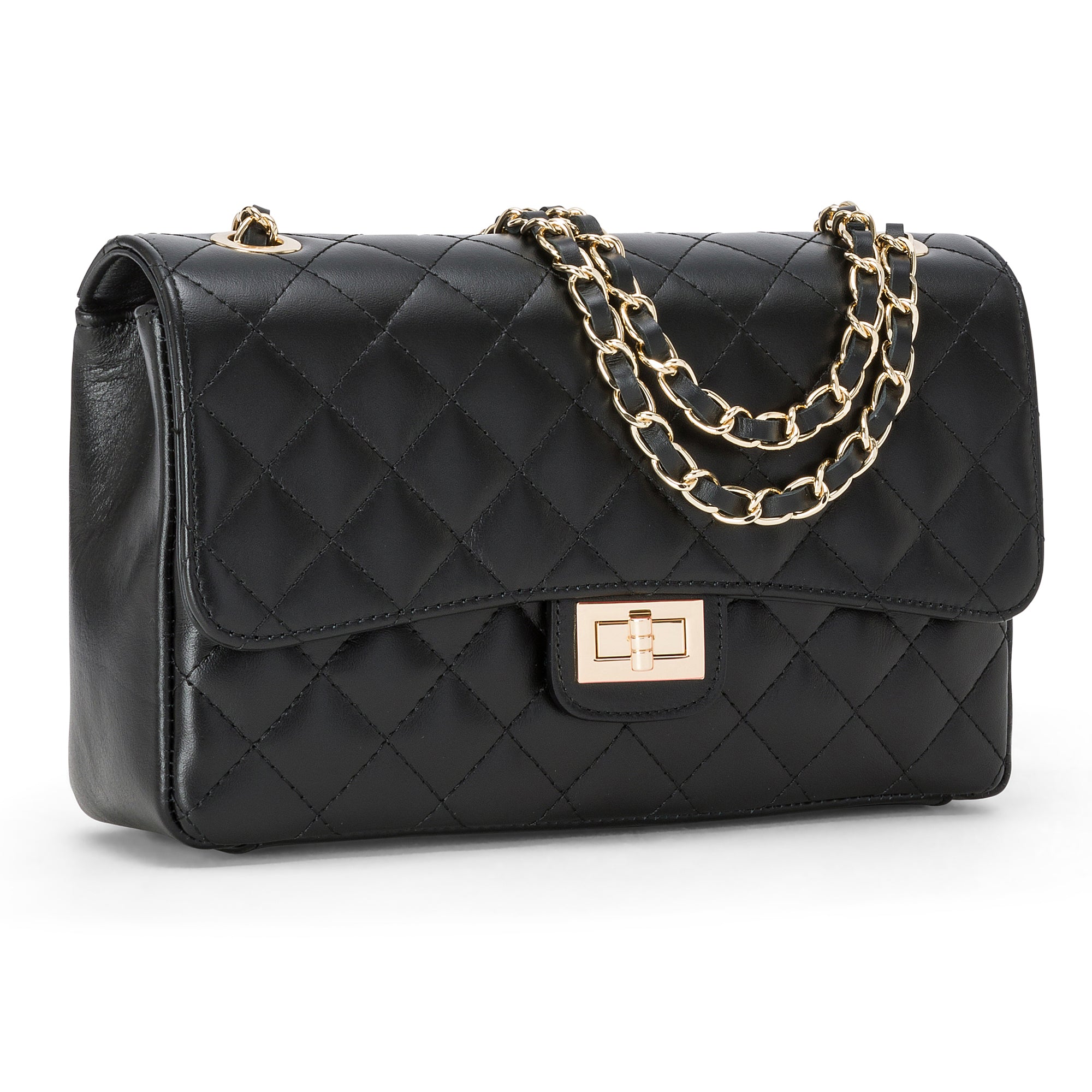 Borsa Donna a Spalla e Tracolla, In Vera Pelle Trapuntata, Made in Italy, Modello Charlotte