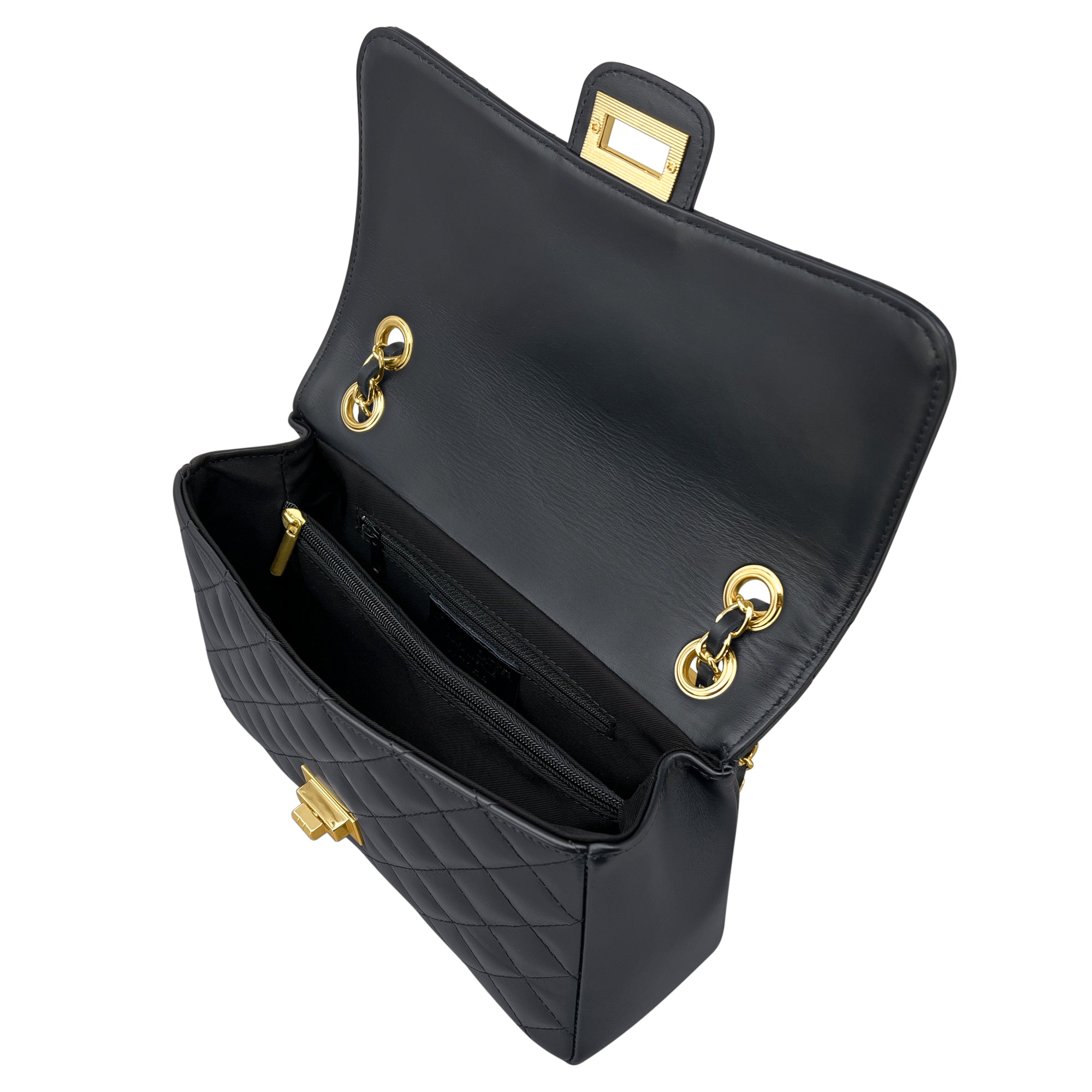 Borsa Donna a Spalla e Tracolla, In Vera Pelle Trapuntata, Made in Italy, Modello Charlotte