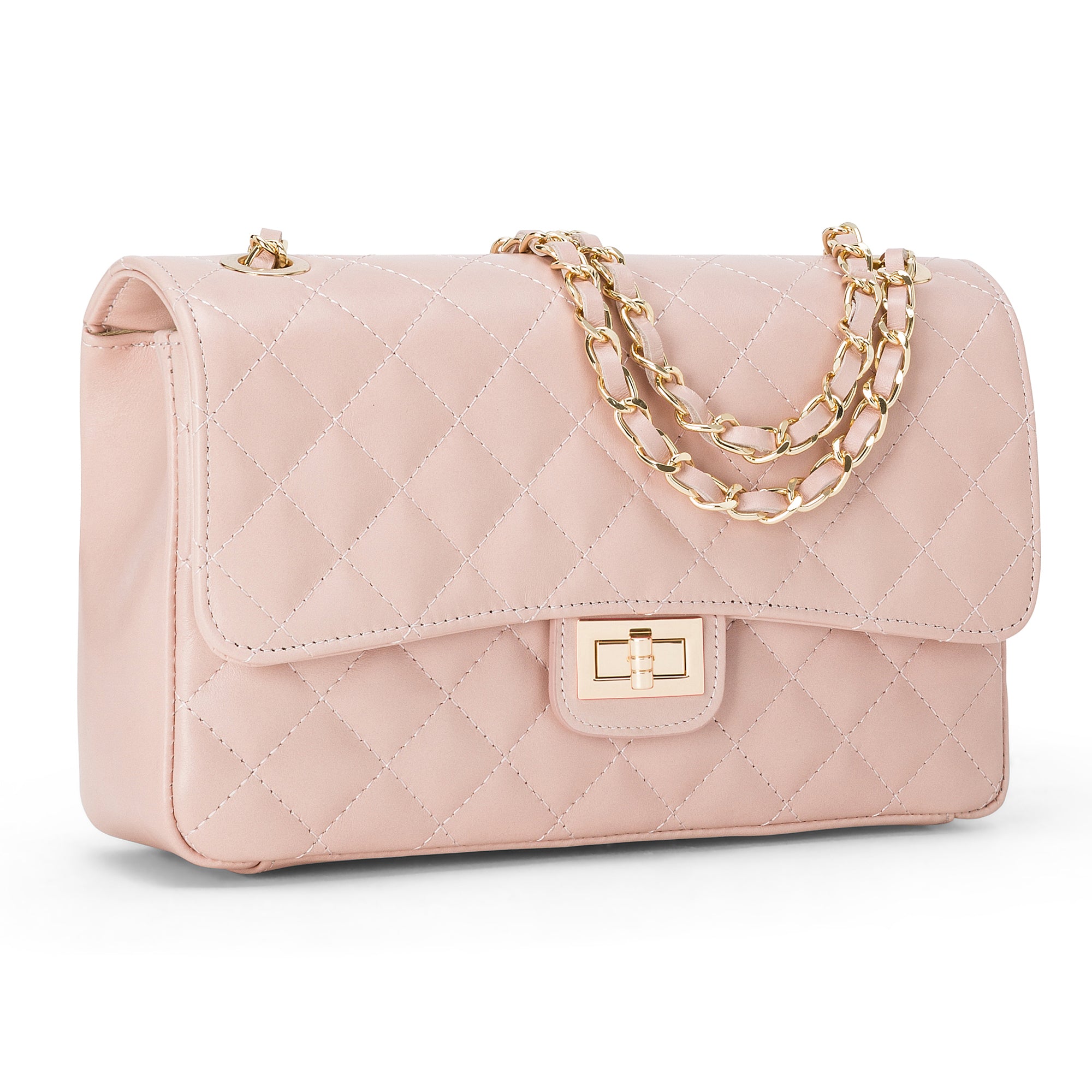 Borsa Donna a Spalla e Tracolla, In Vera Pelle Trapuntata, Made in Italy, Modello Charlotte