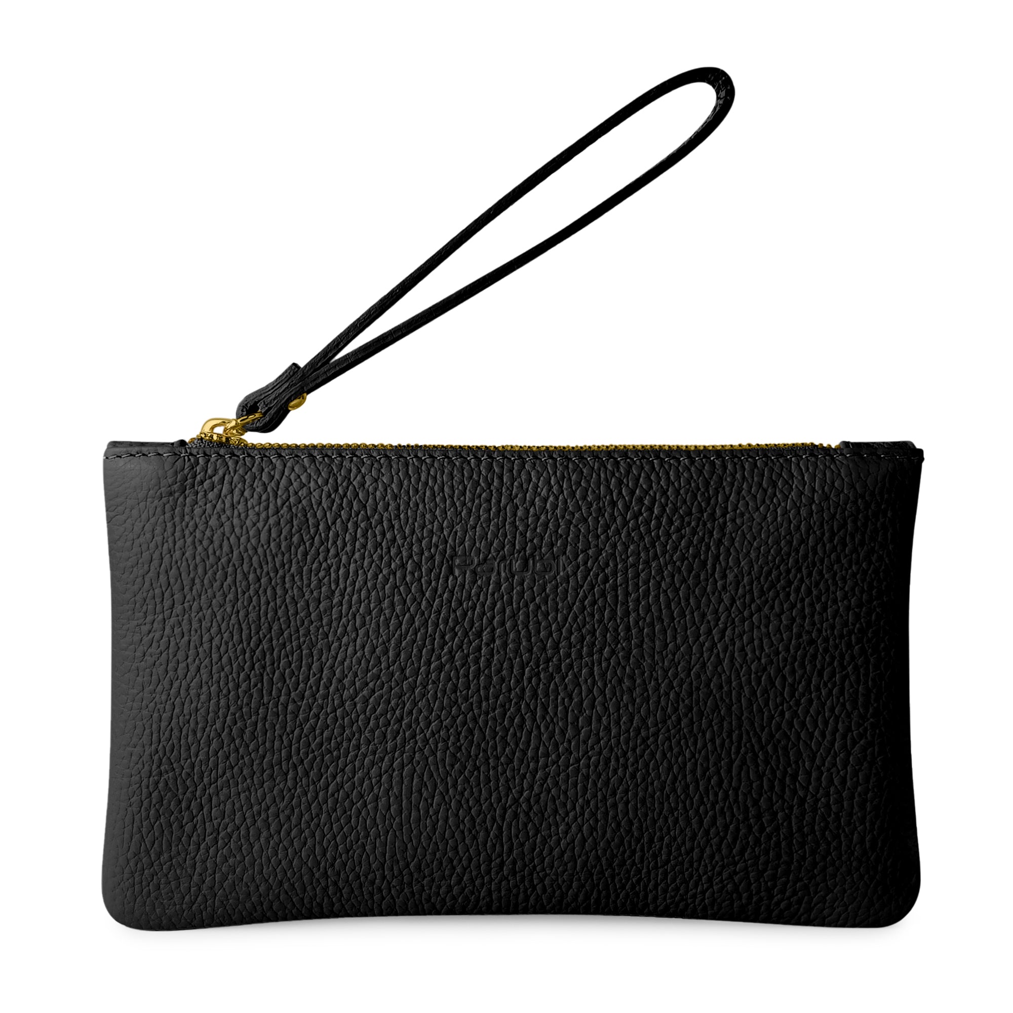Pochette Donna a Mano, In Vera Pelle, Made in Italy, Modello Aura Nero