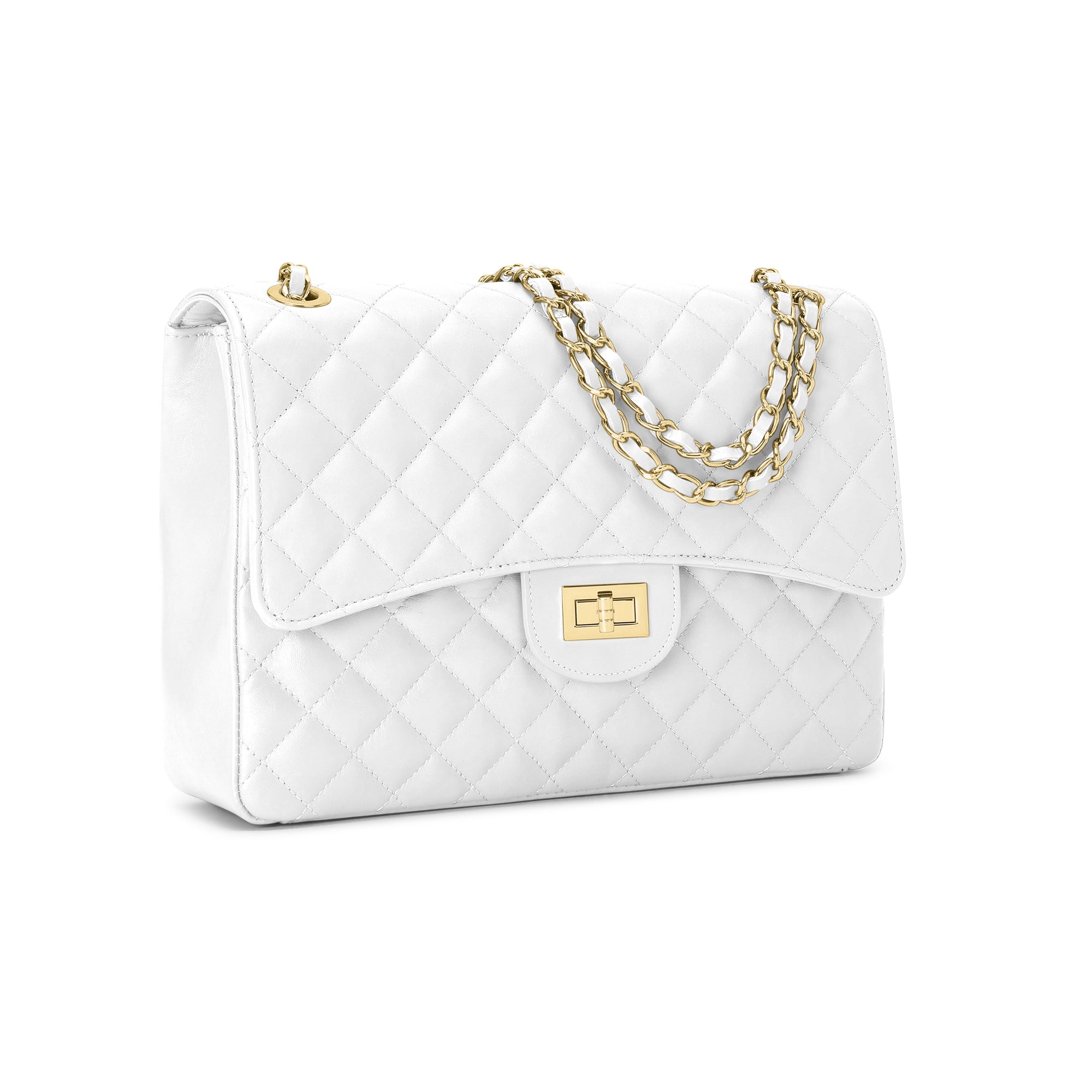 Borsa Donna a Spalla Bianca, in Vera Pelle, Made In Italy, Vivienne