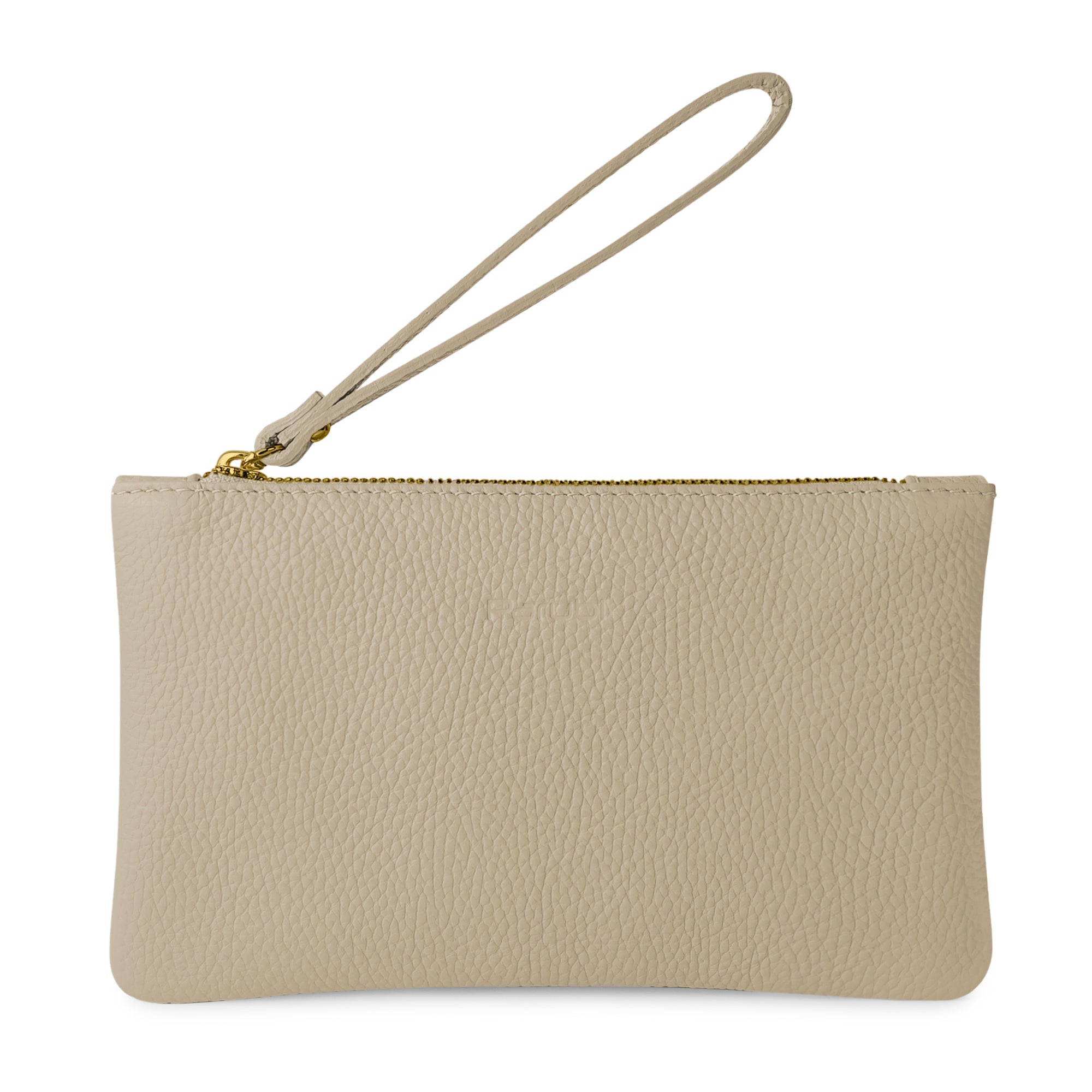 Pochette Donna a Mano, In Vera Pelle, Made in Italy, Modello Aura Beige