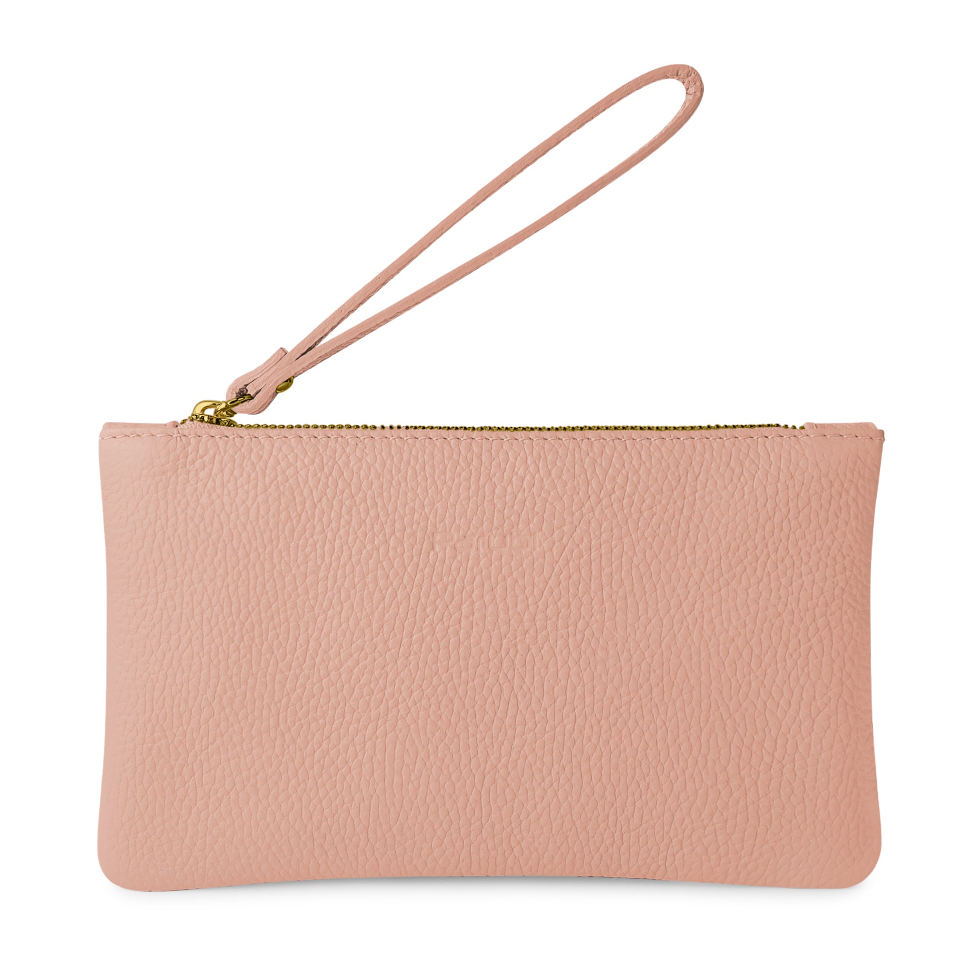 Pochette Donna a Mano, In Vera Pelle, Made in Italy, Modello Aura Rosa Cipria