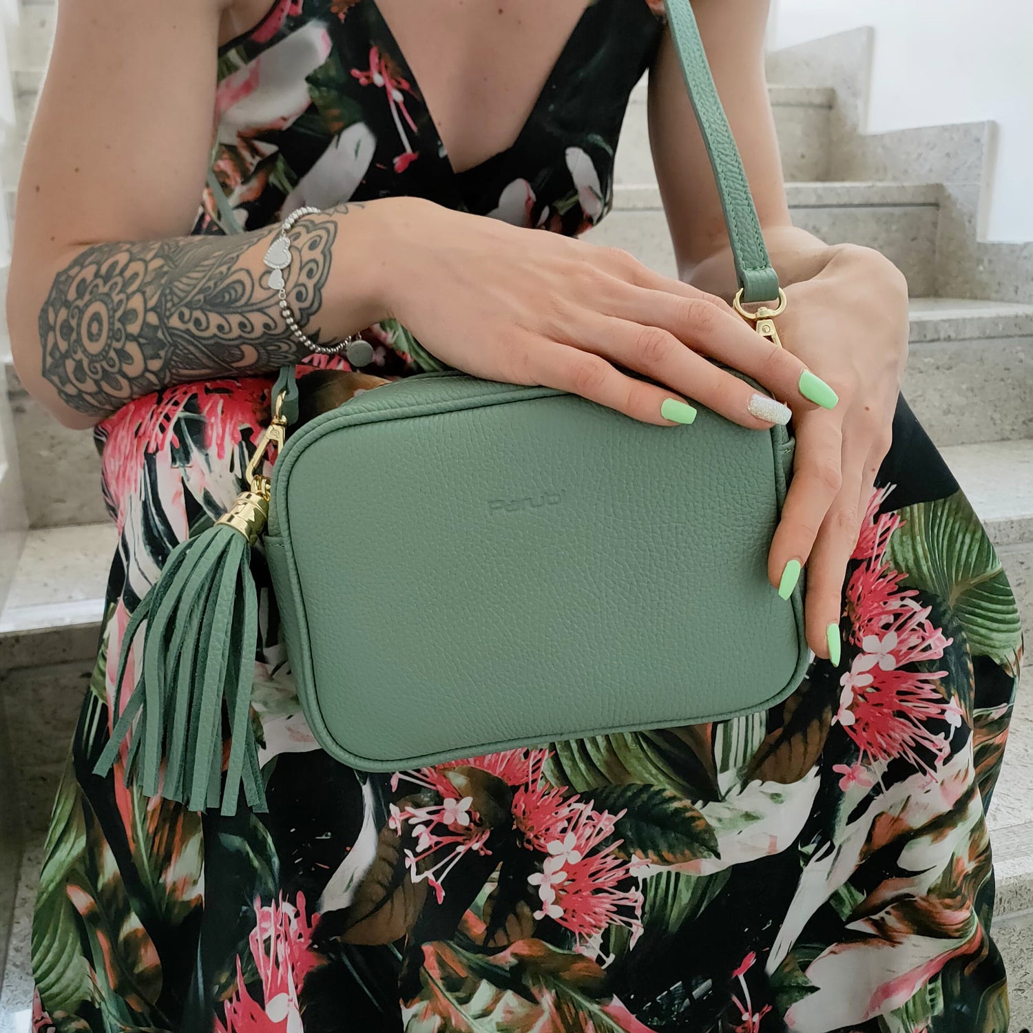 Bolso Bandolera para Mujer, de Cuero Genuino, Hecho en Italia, Modelo Anastasia