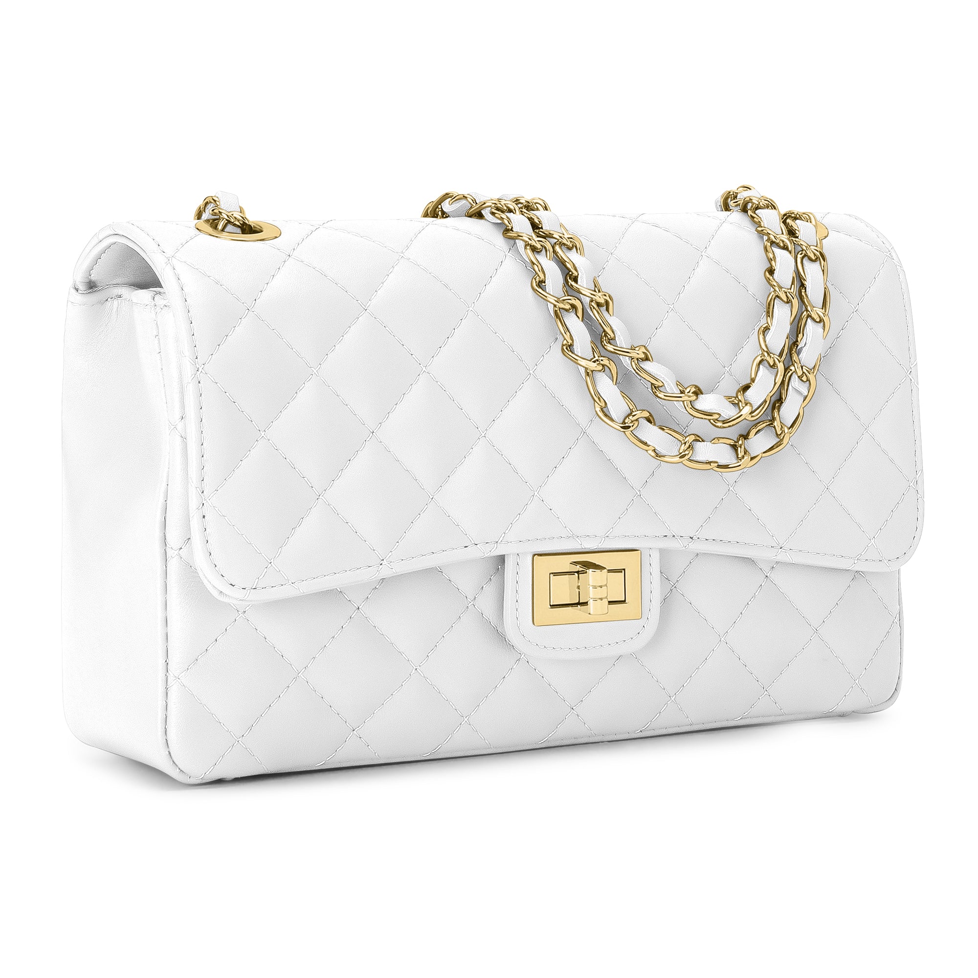 Borsa Donna a Spalla e Tracolla, In Vera Pelle Trapuntata, Made in Italy, Modello Charlotte